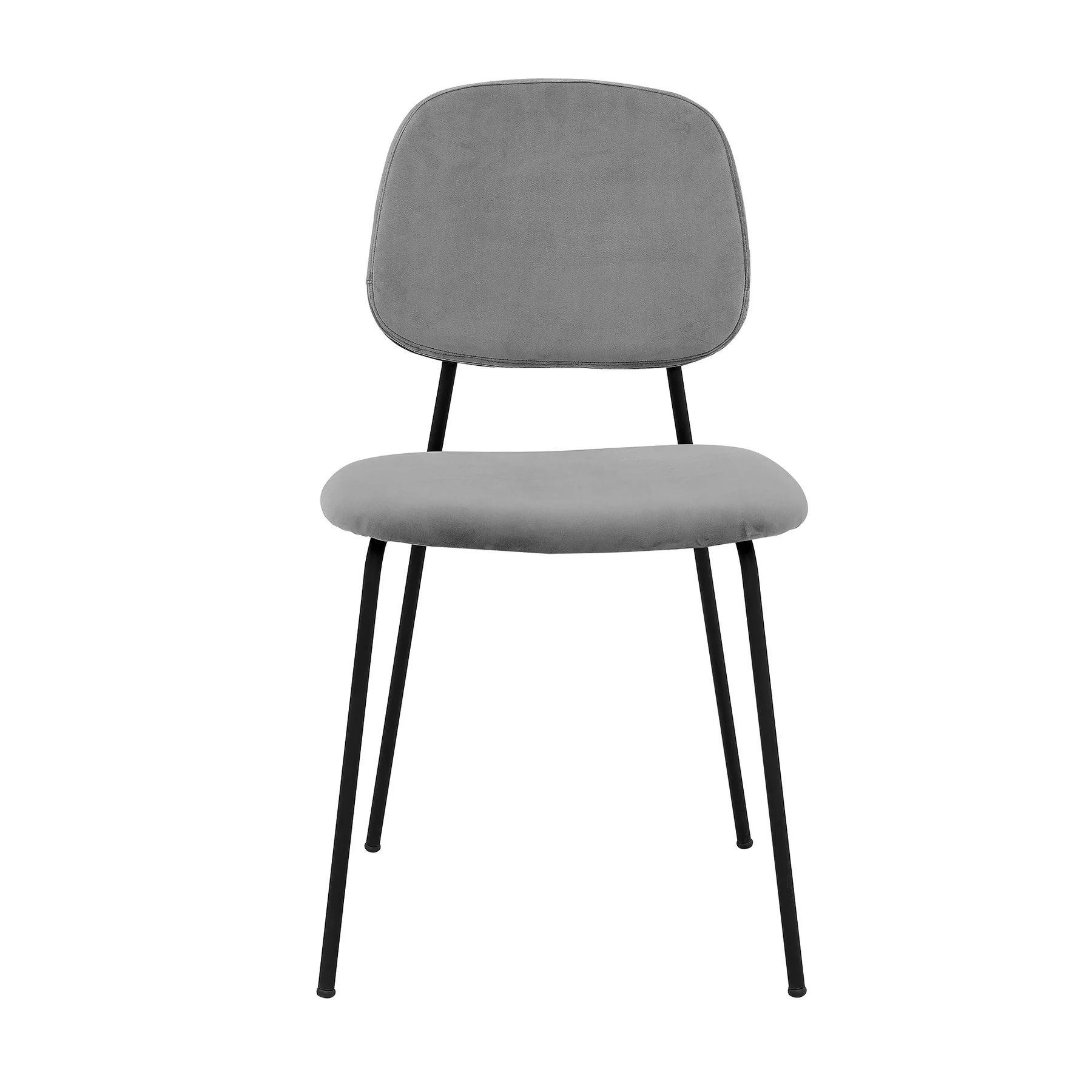 Lucy Gray Velvet and Metal Dining Room Chairs - Set of 2 - Image 3