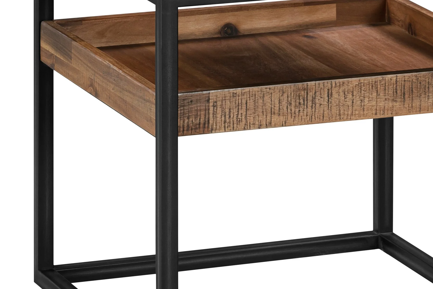 Ludgate Square End Table with Shelf in Acacia and Black Metal - Image 4