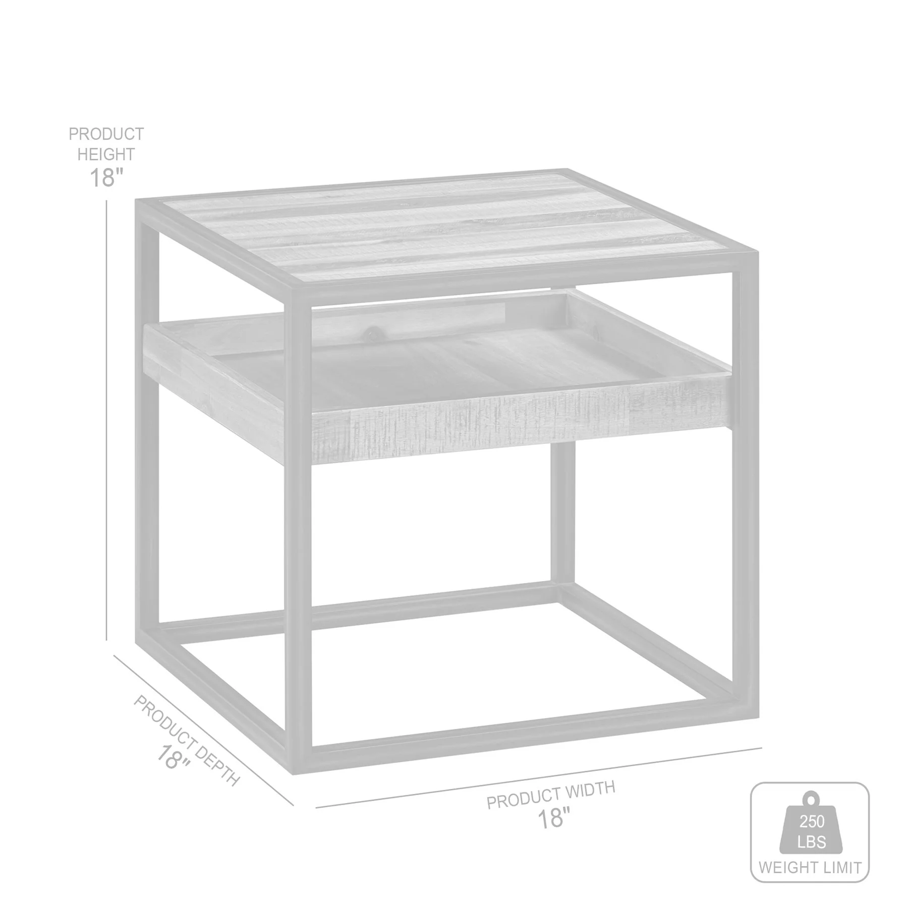 Ludgate Square End Table with Shelf in Acacia and Black Metal - Image 5