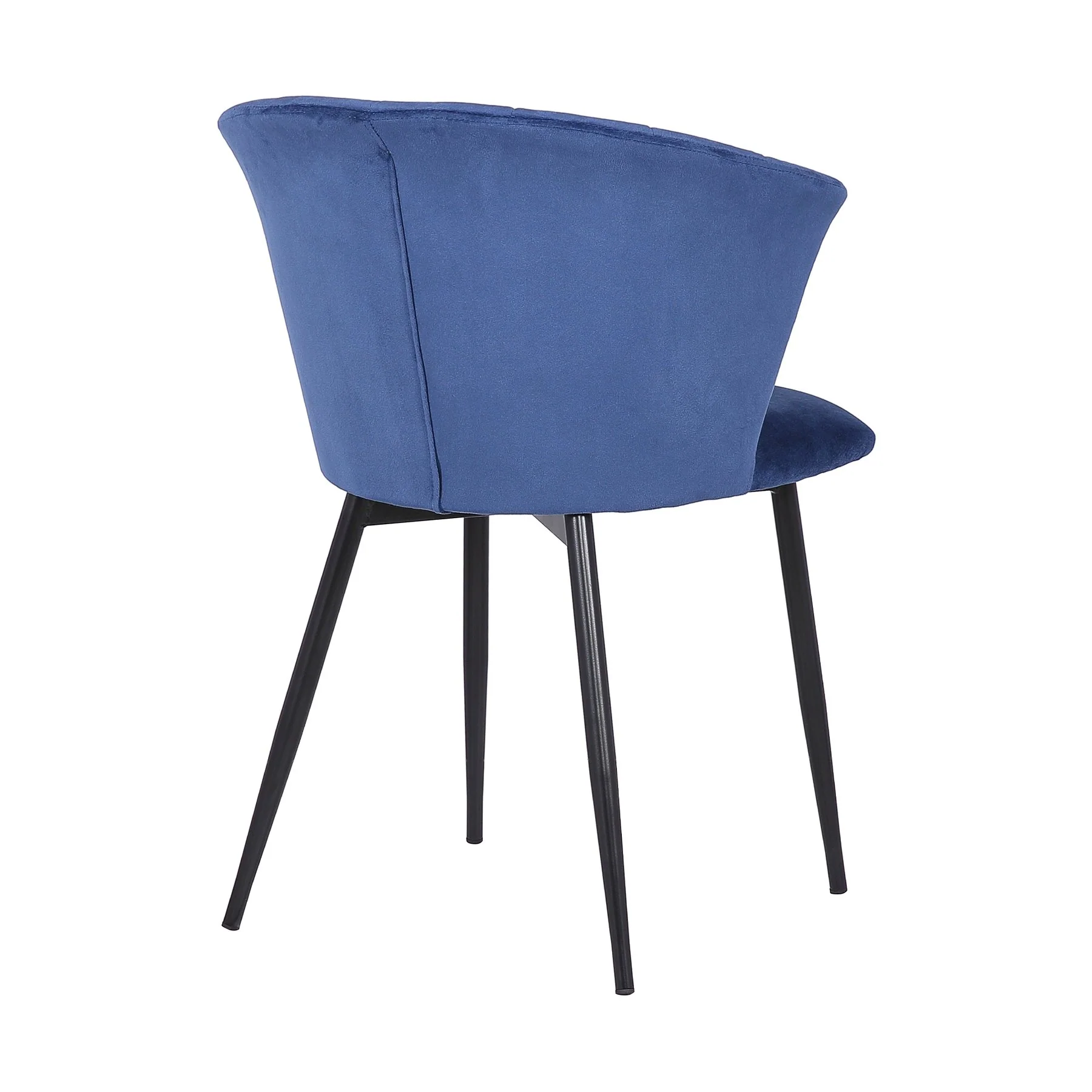 Lulu Contemporary Dining Chair in Black Powder Coated Finish and Blue Velvet - Image 2