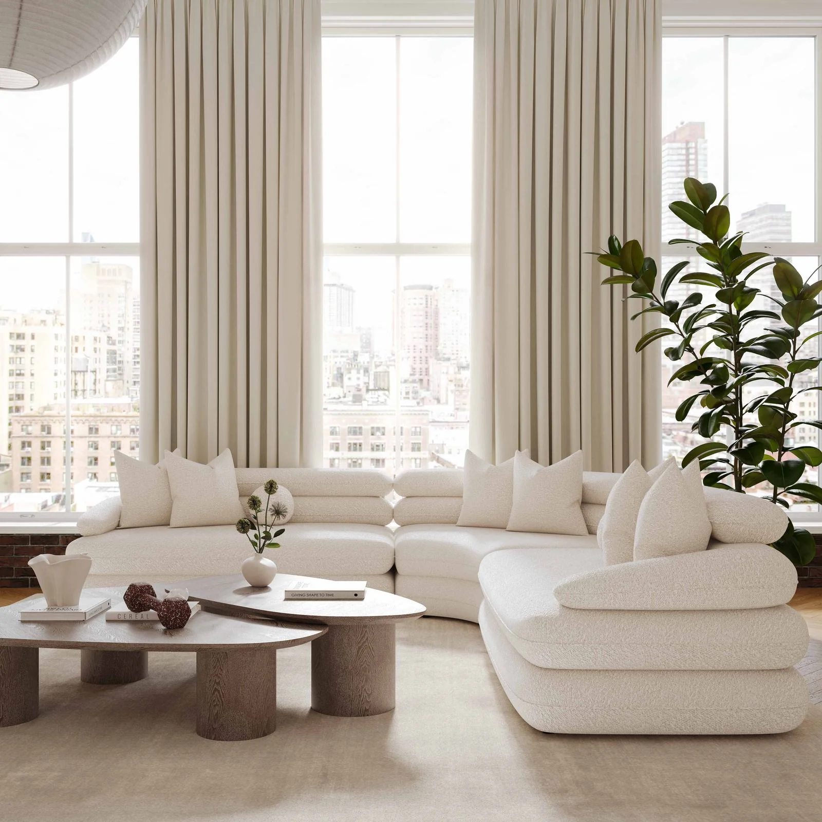 Lulu Cream Boucle Modular Curved Sectional - Image 2