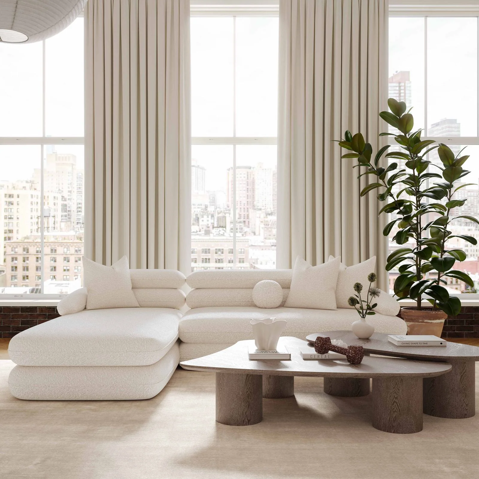 Lulu Cream Boucle Modular LAF Sectional - Image 2