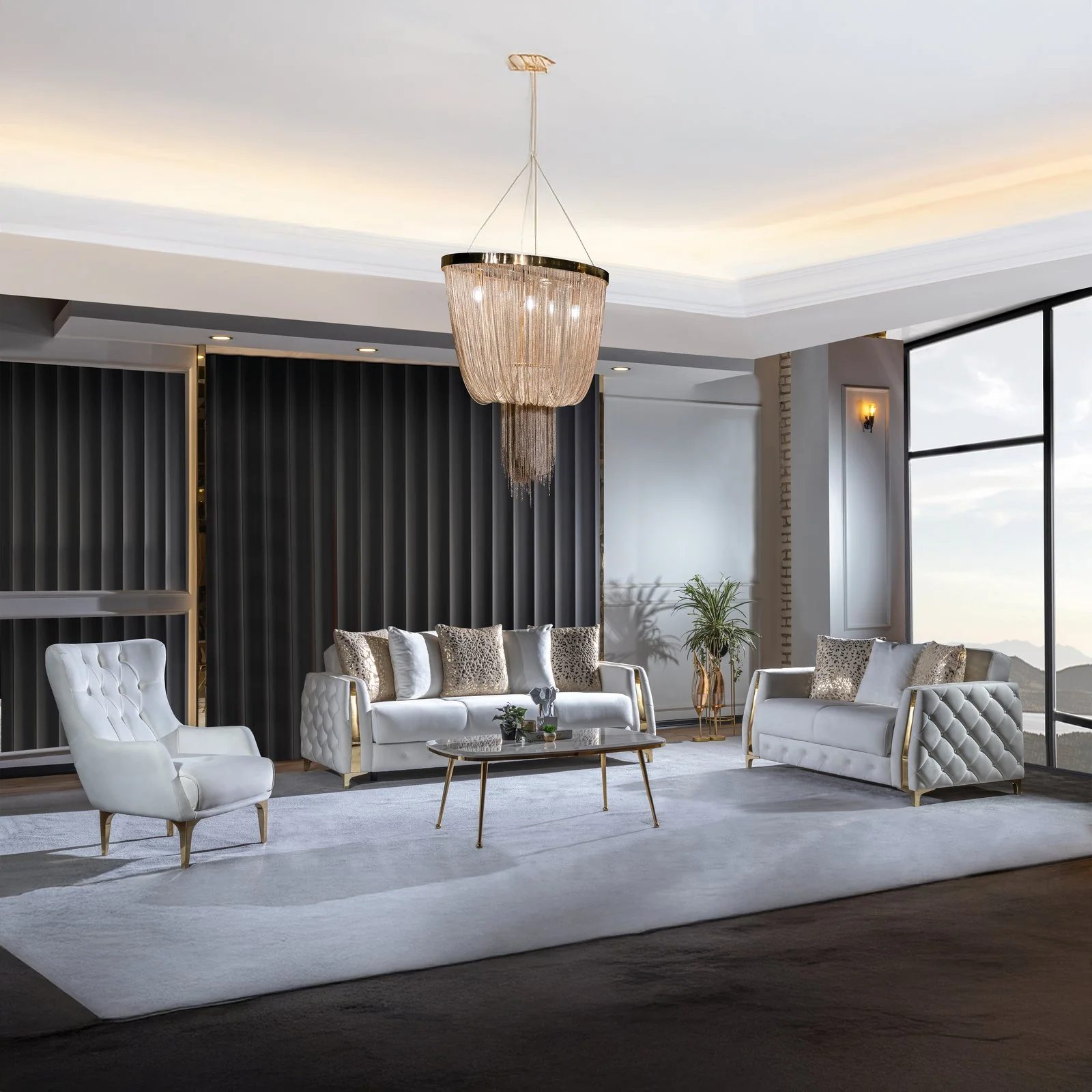 Lust 3 Pc Living Room set Off White - Image 16