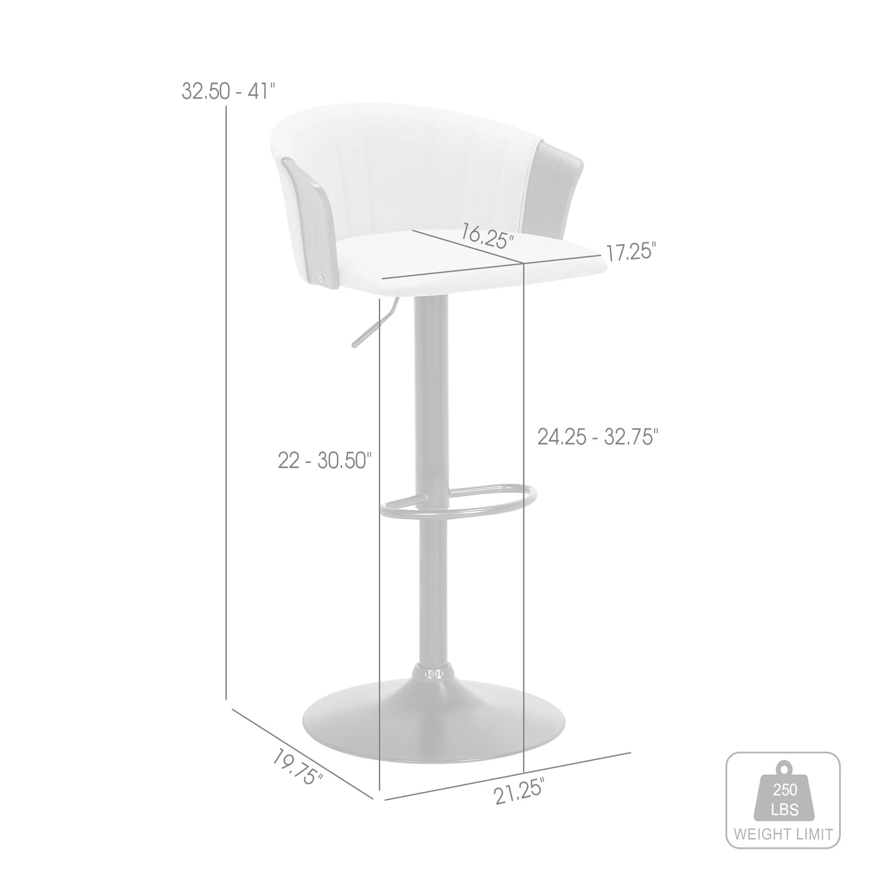 Lydia Adjustable Walnut Wood Bar Stool in Cream Faux Leather with Black Metal - Image 8