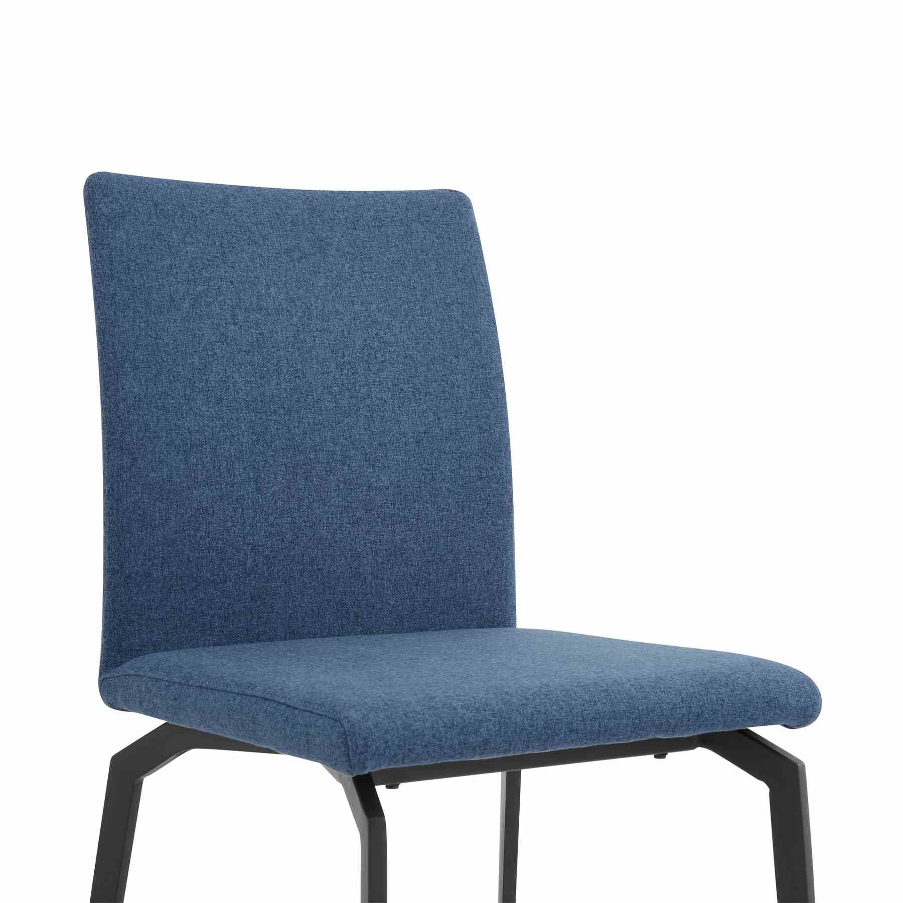 Lyon Blue Fabric and Metal Dining Room Chairs - Set of 2 - Image 5