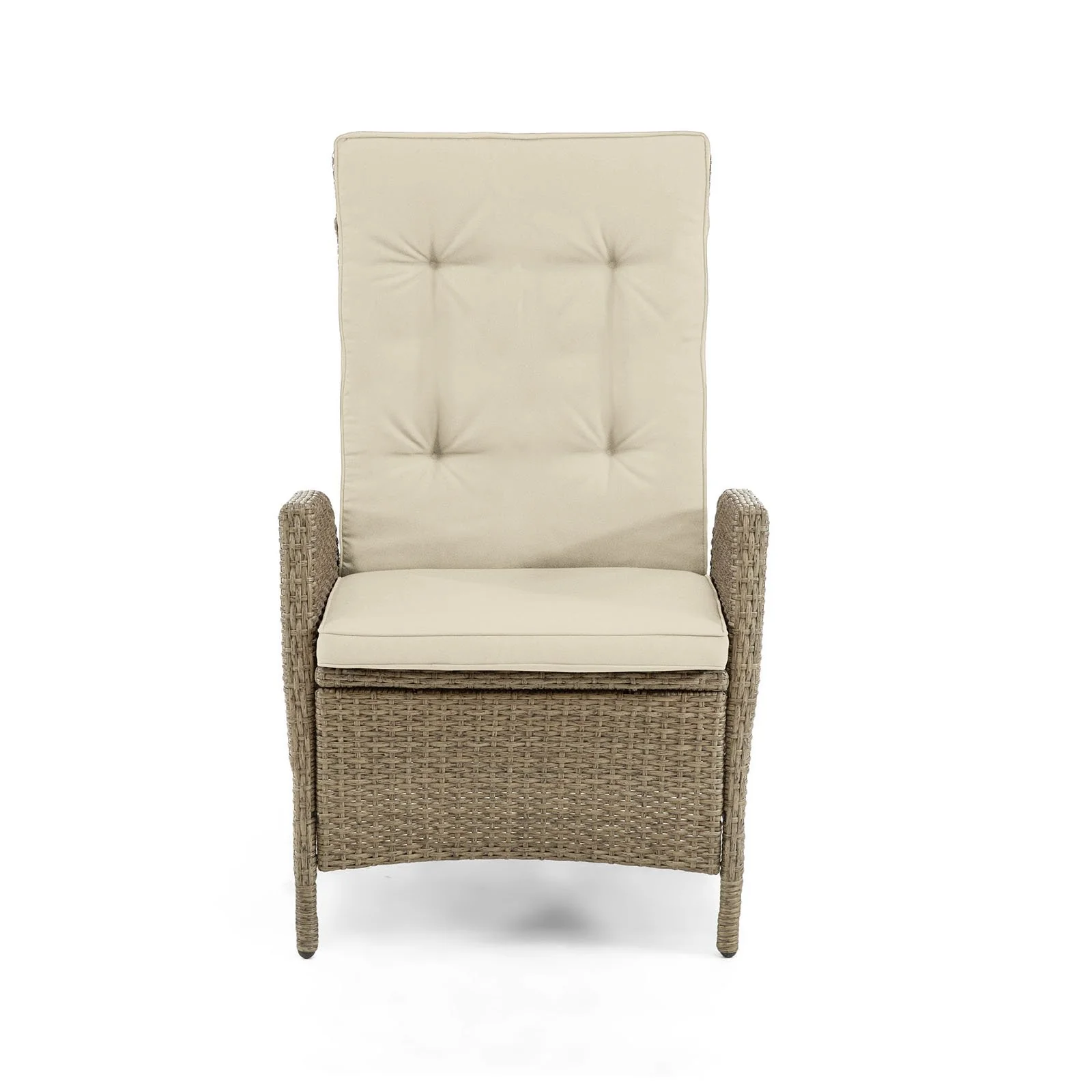 Mackay 2 Reclining Chairs + 2 Ottomans, Beige/Natural Teak - Image 3