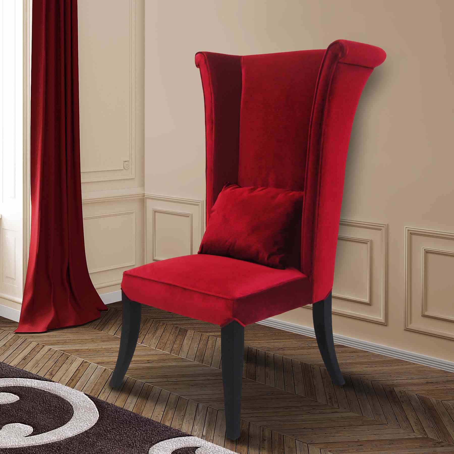 Mad Hatter Dining Chair In Red Rich Velvet - Image 2