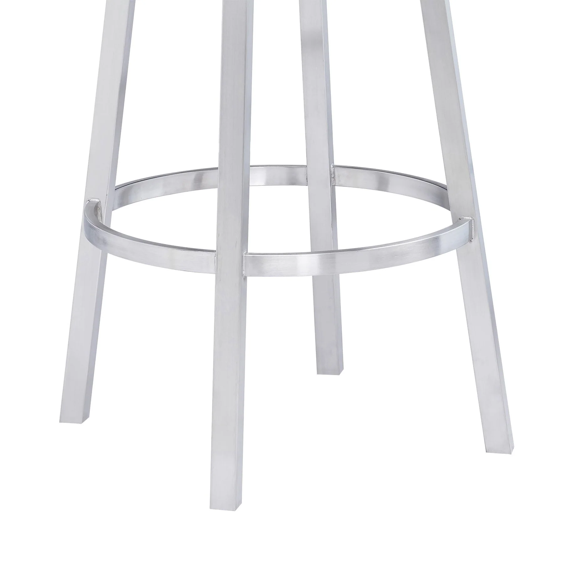 Madrid 26" Counter Height Swivel Black Faux Leather and Brushed Stainless Steel Bar Stool - Image 6