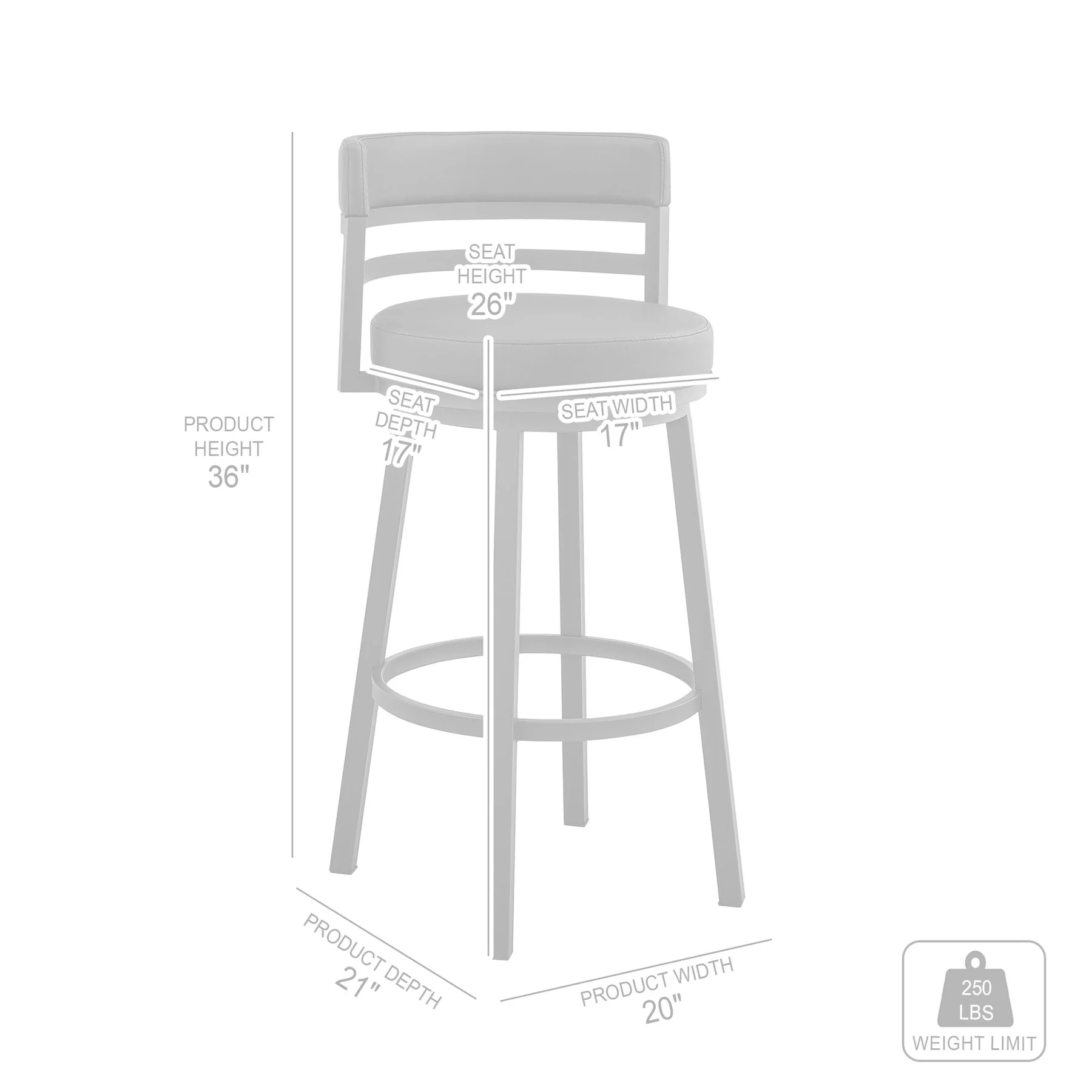 Madrid 26" Counter Height Swivel Black Faux Leather and Metal Bar Stool - Image 11