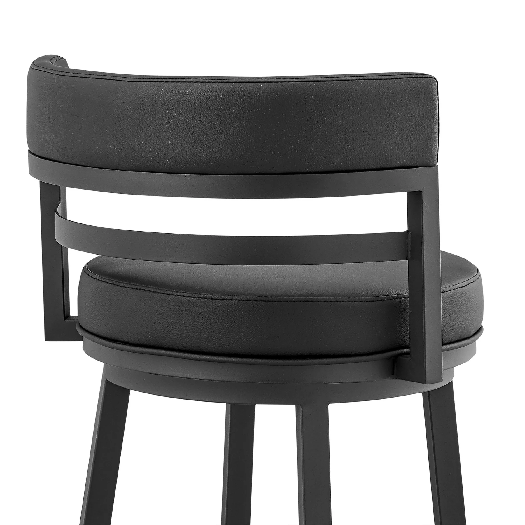Madrid 26" Counter Height Swivel Black Faux Leather and Metal Bar Stool - Image 7
