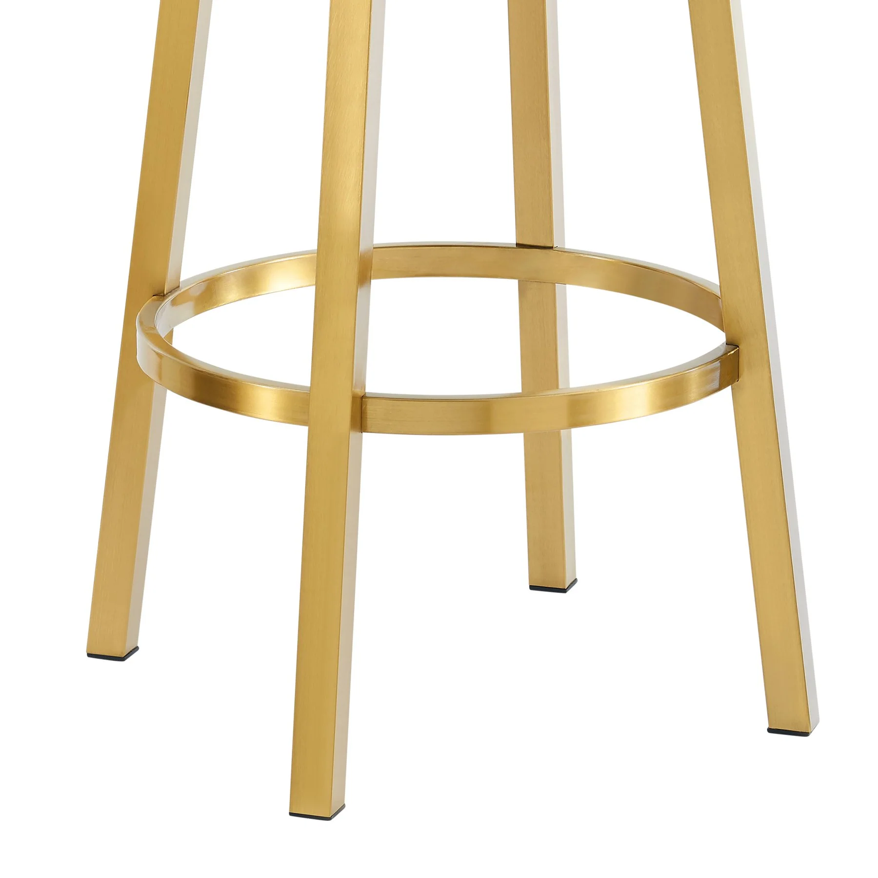 Madrid 26" Swivel Counter Stool with Gold Brushed Stainless Steel and Vintage Gray Faux Leather - Image 8