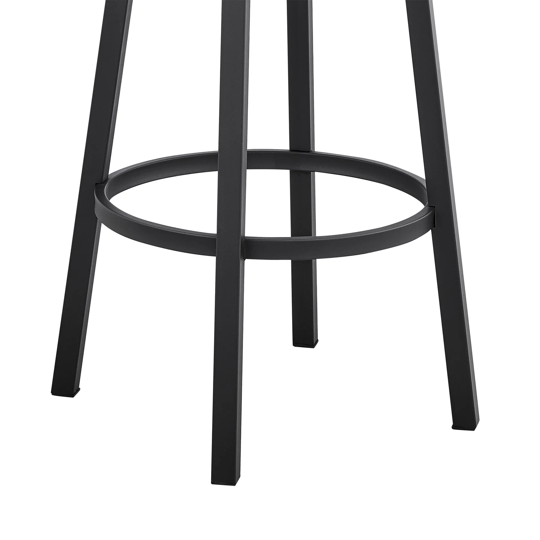 Madrid 30" Bar Height Swivel Black Faux Leather and Metal Bar Stool - Image 8