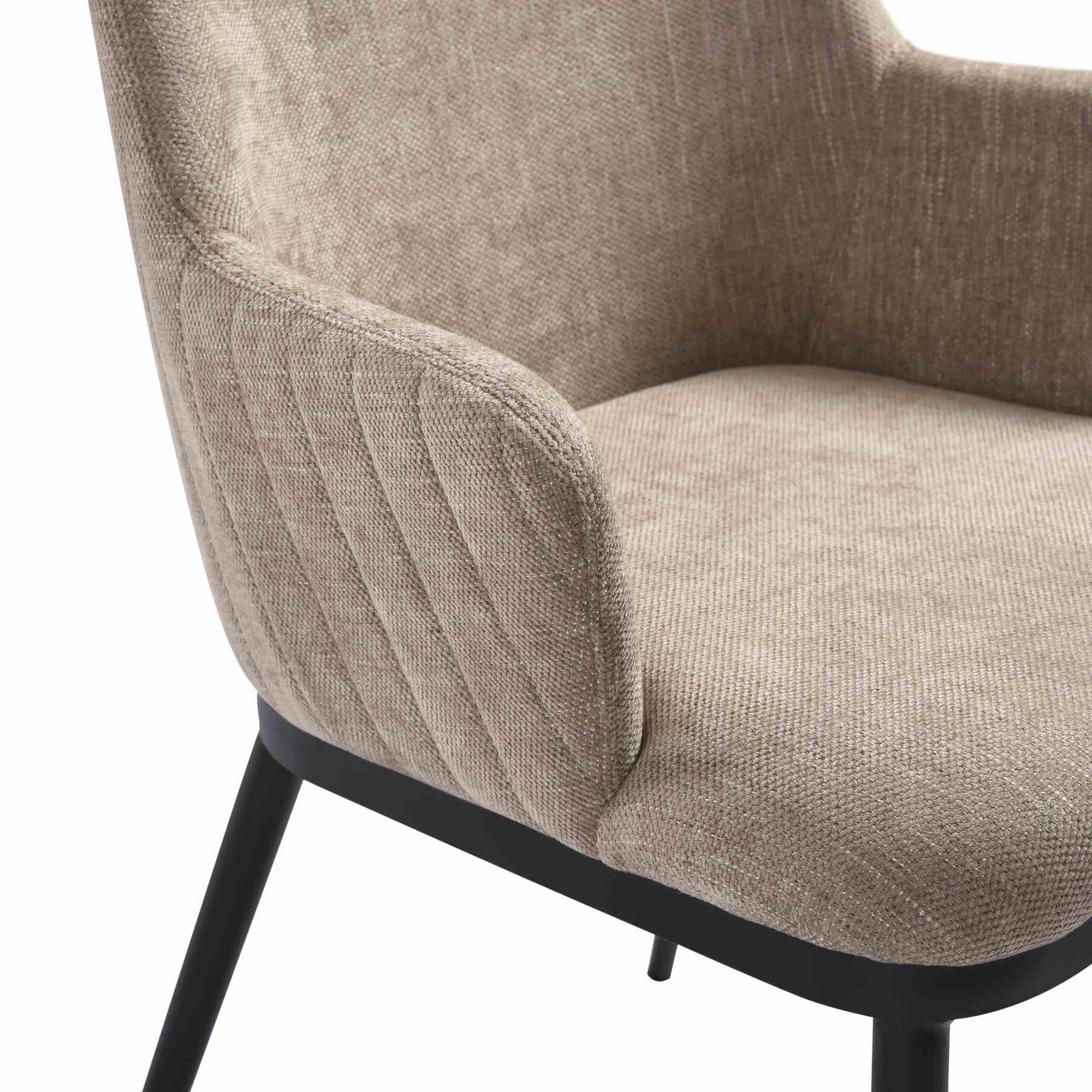 Mae Modern Almond Upholstered Dining Chair with Curved Back and Arms – Set of 2 - Image 8
