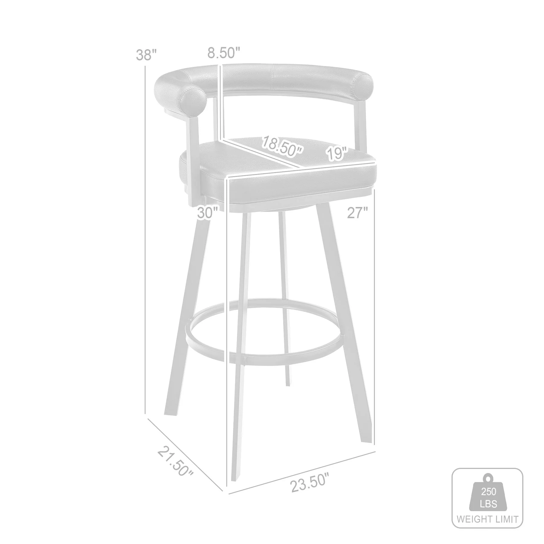 Magnolia 30" Swivel Bar Stool in Brushed Stainless Steel with Black Faux Leather - Image 8