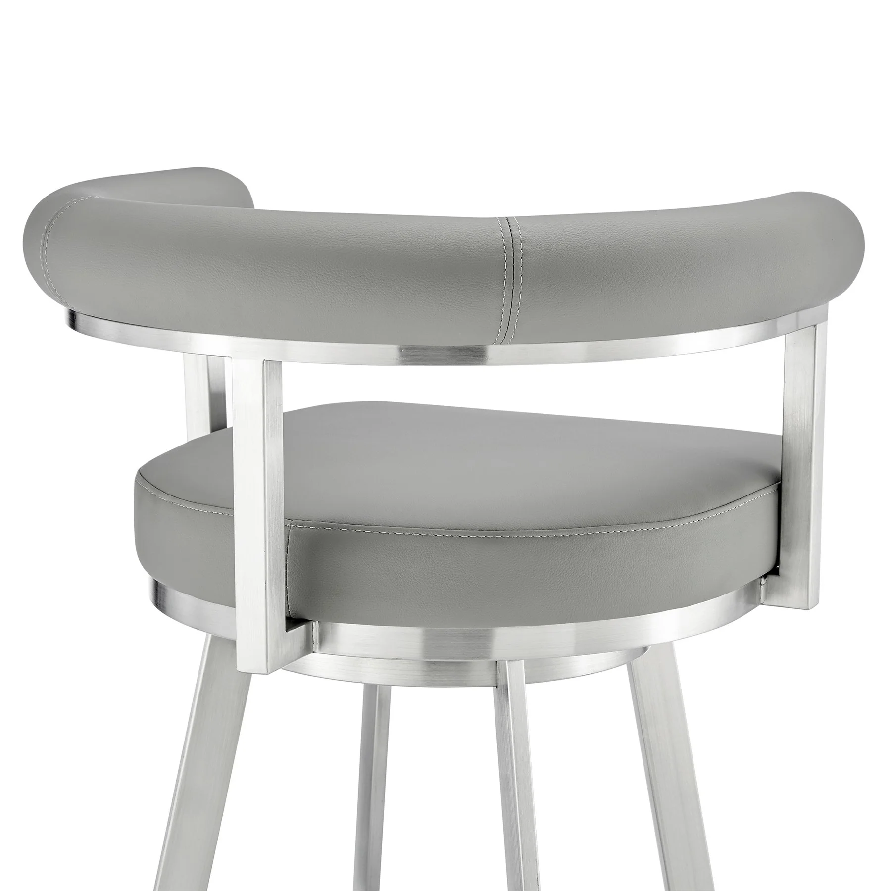 Magnolia 30" Swivel Bar Stool in Brushed Stainless Steel with Light Gray Faux Leather - Image 7