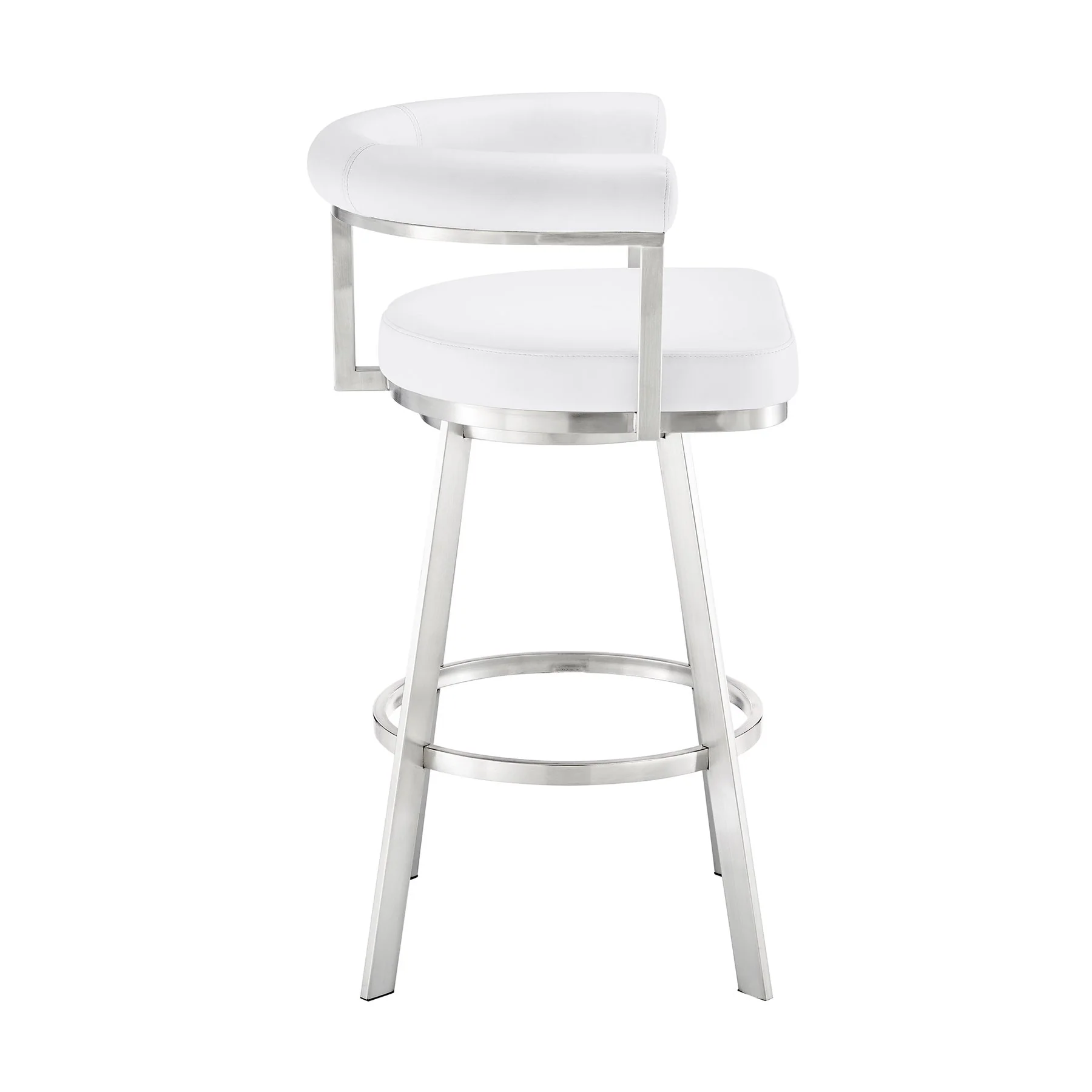 Magnolia 30" Swivel Bar Stool in Brushed Stainless Steel with White Faux Leather - Image 3