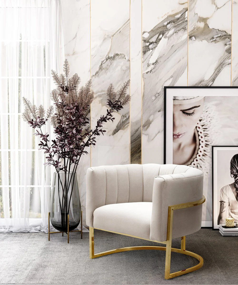 Magnolia Spotted Cream Chair with Gold - Image 2