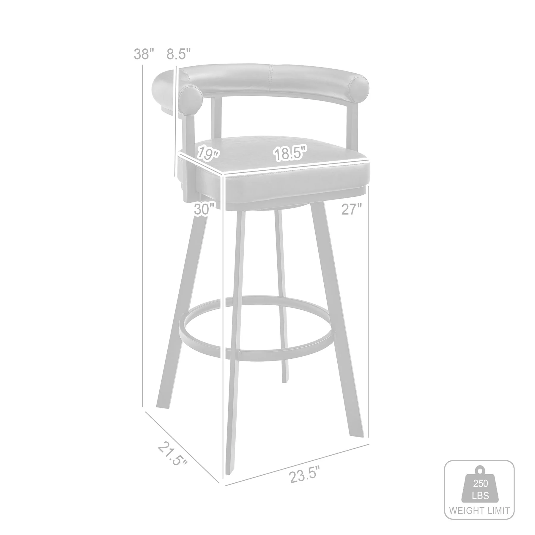 Magnolia Swivel Bar Stool in Brown Metal with Brown Faux Leather - Image 10