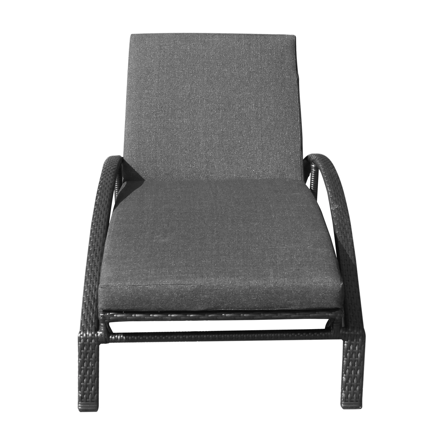 Mahana Adjustable Patio Outdoor Chaise Lounge Chair in Black Wicker with Charcoal Cushions - Image 2
