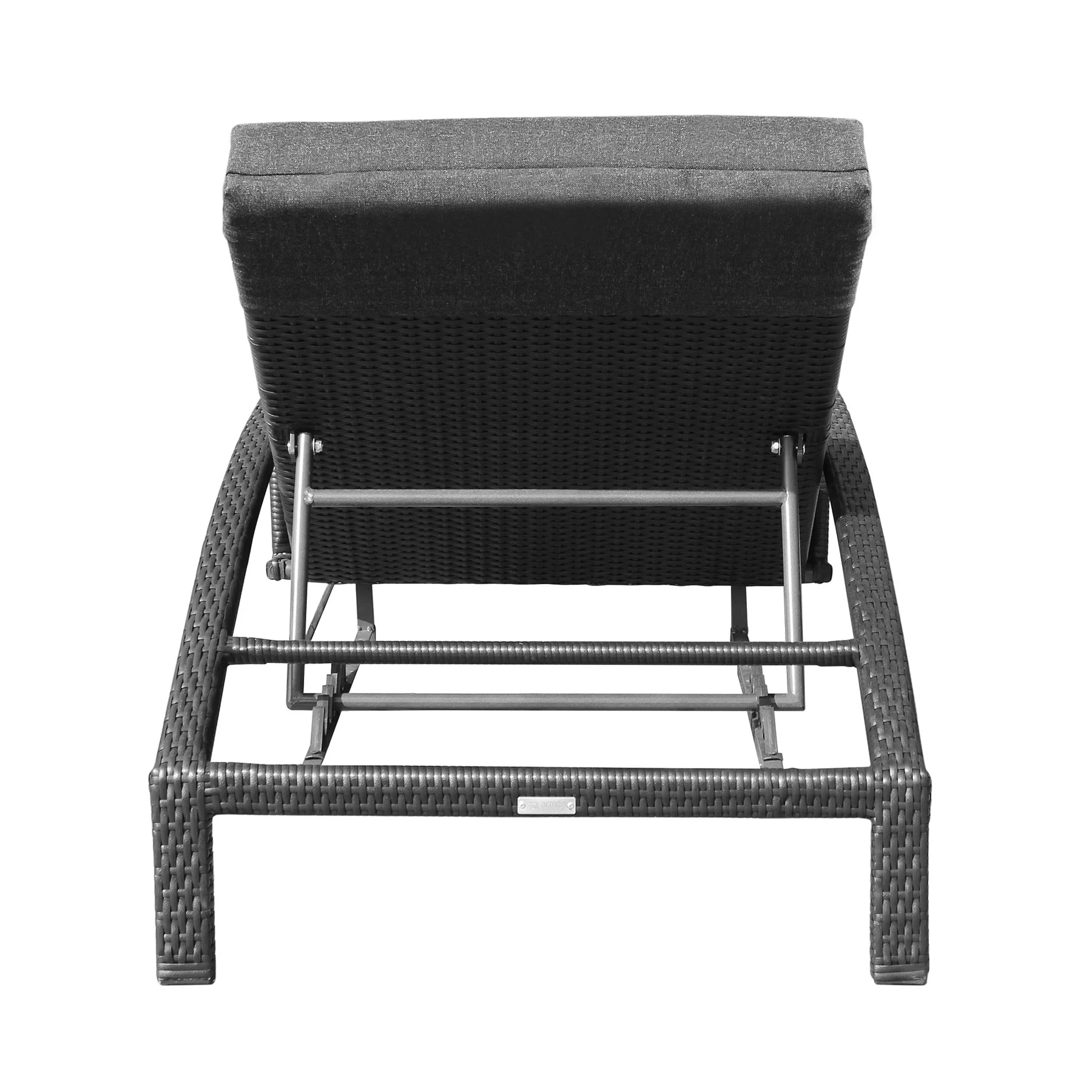 Mahana Adjustable Patio Outdoor Chaise Lounge Chair in Black Wicker with Charcoal Cushions - Image 5