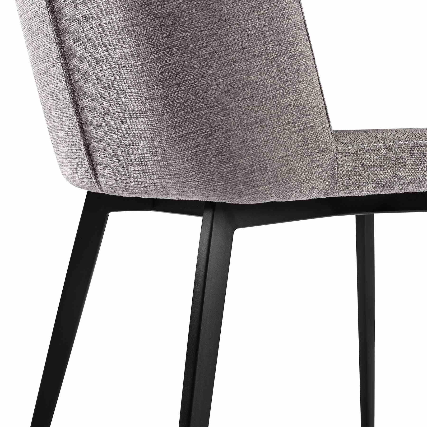 Maine Contemporary Dining Chair in Matte Black Finish and Gray Fabric - Set of 2 - Image 6