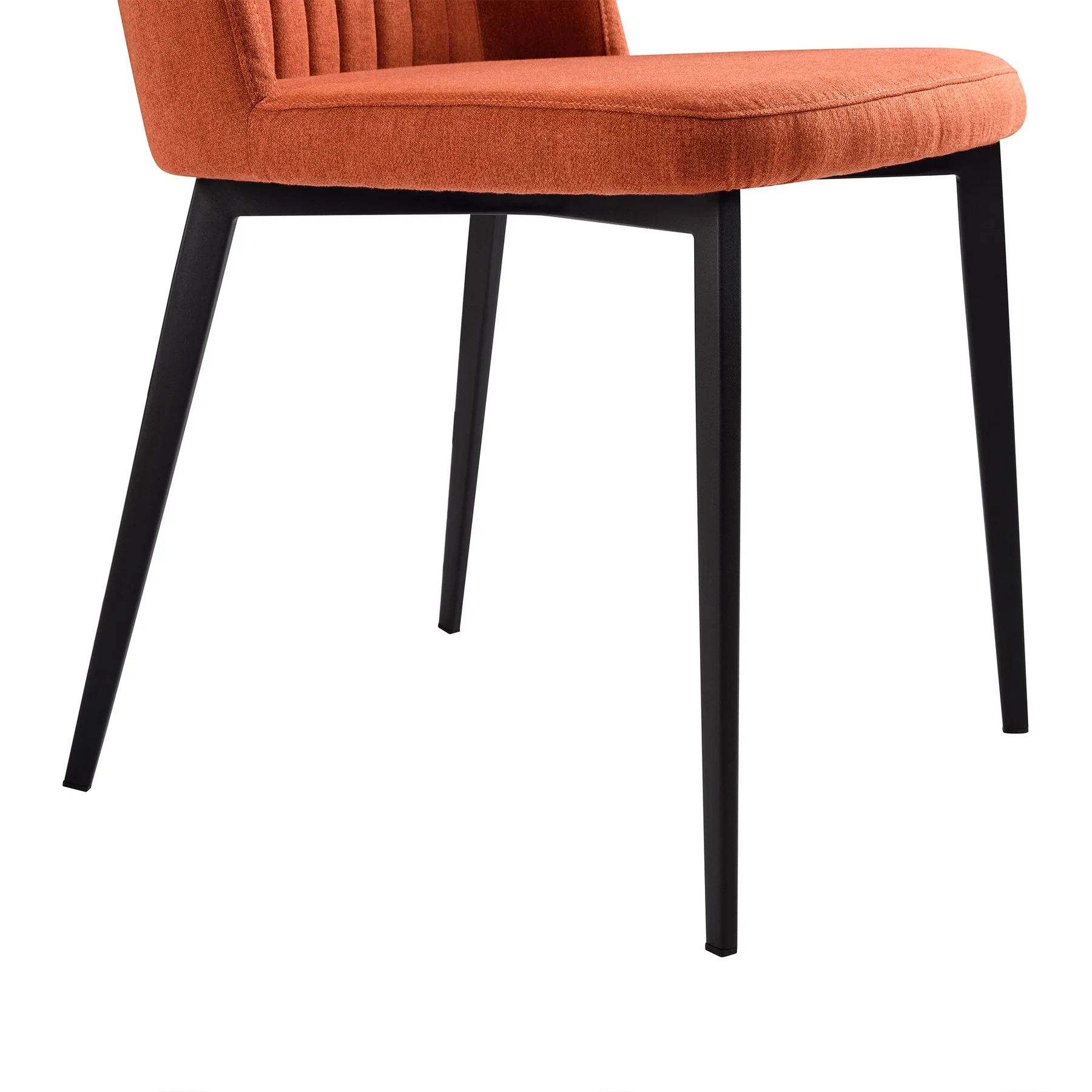 Maine Contemporary Dining Chair in Matte Black Finish and Orange Fabric - Set of 2 - Image 6