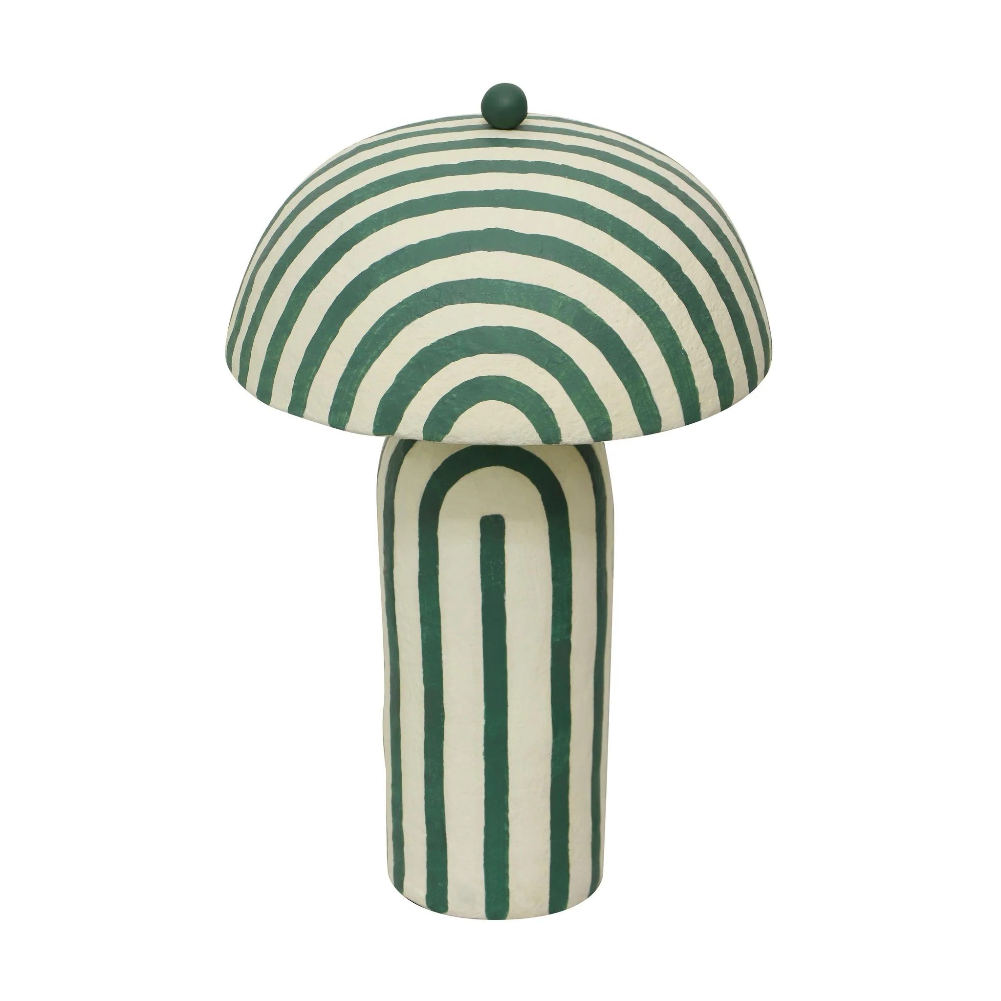 Maiori Dark Green Striped Papier Mache Table Lamp - Image 3