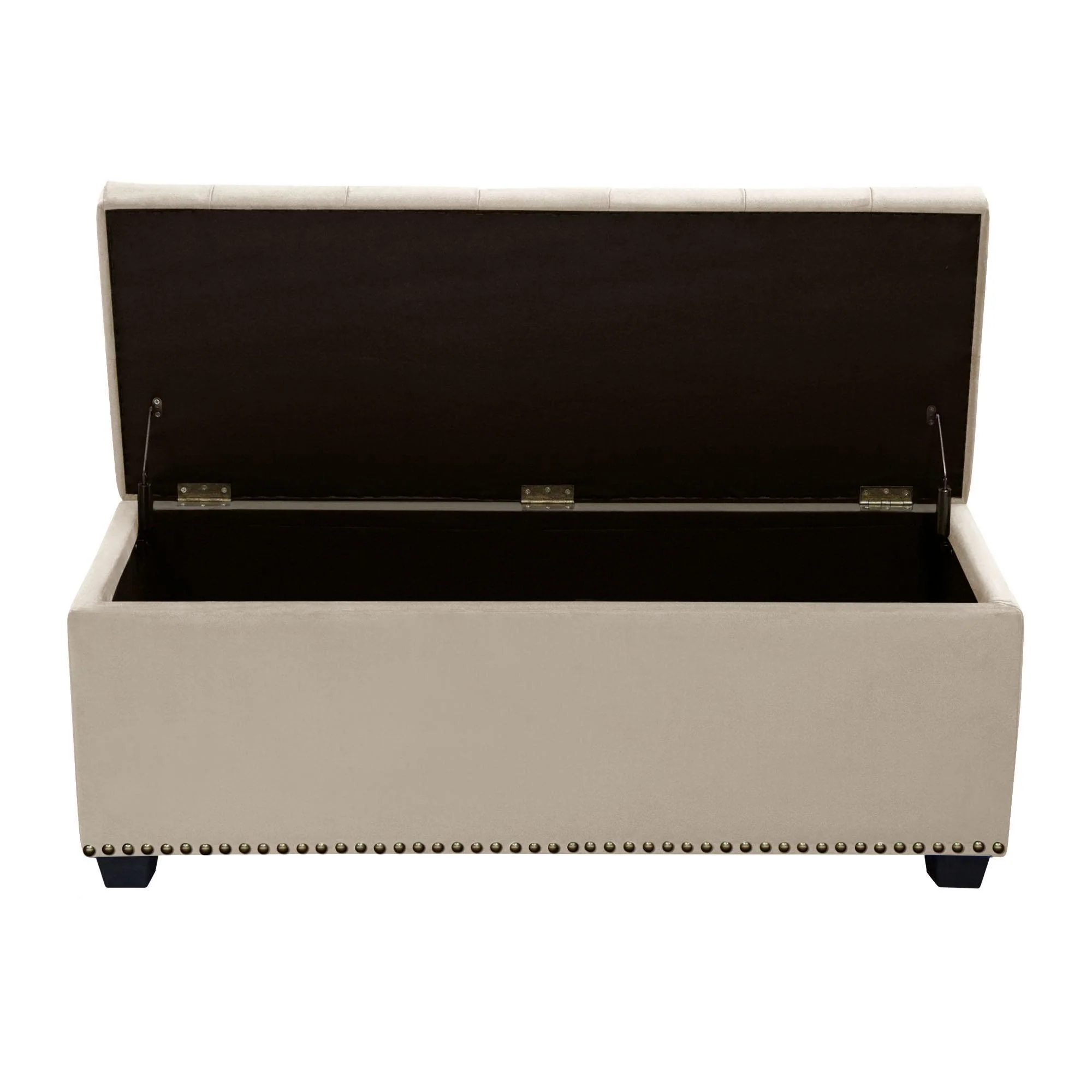 Majestic Tufted Velvet Lift-Top Storage Trunk w/ Nail Head Accent by Diamond Sofa - Tan Velvet - Image 2