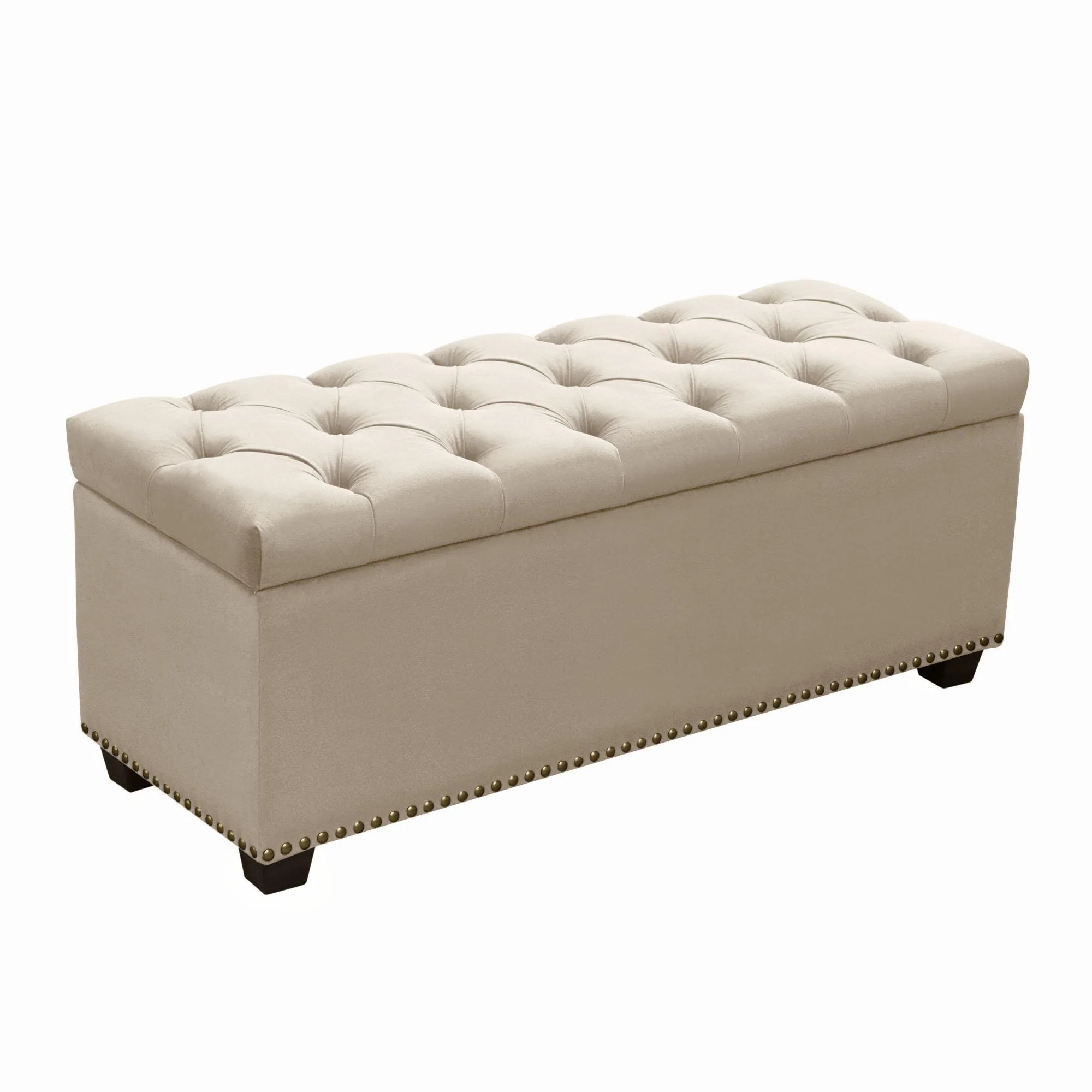 Majestic Tufted Velvet Lift-Top Storage Trunk w/ Nail Head Accent by Diamond Sofa - Tan Velvet - Image 3
