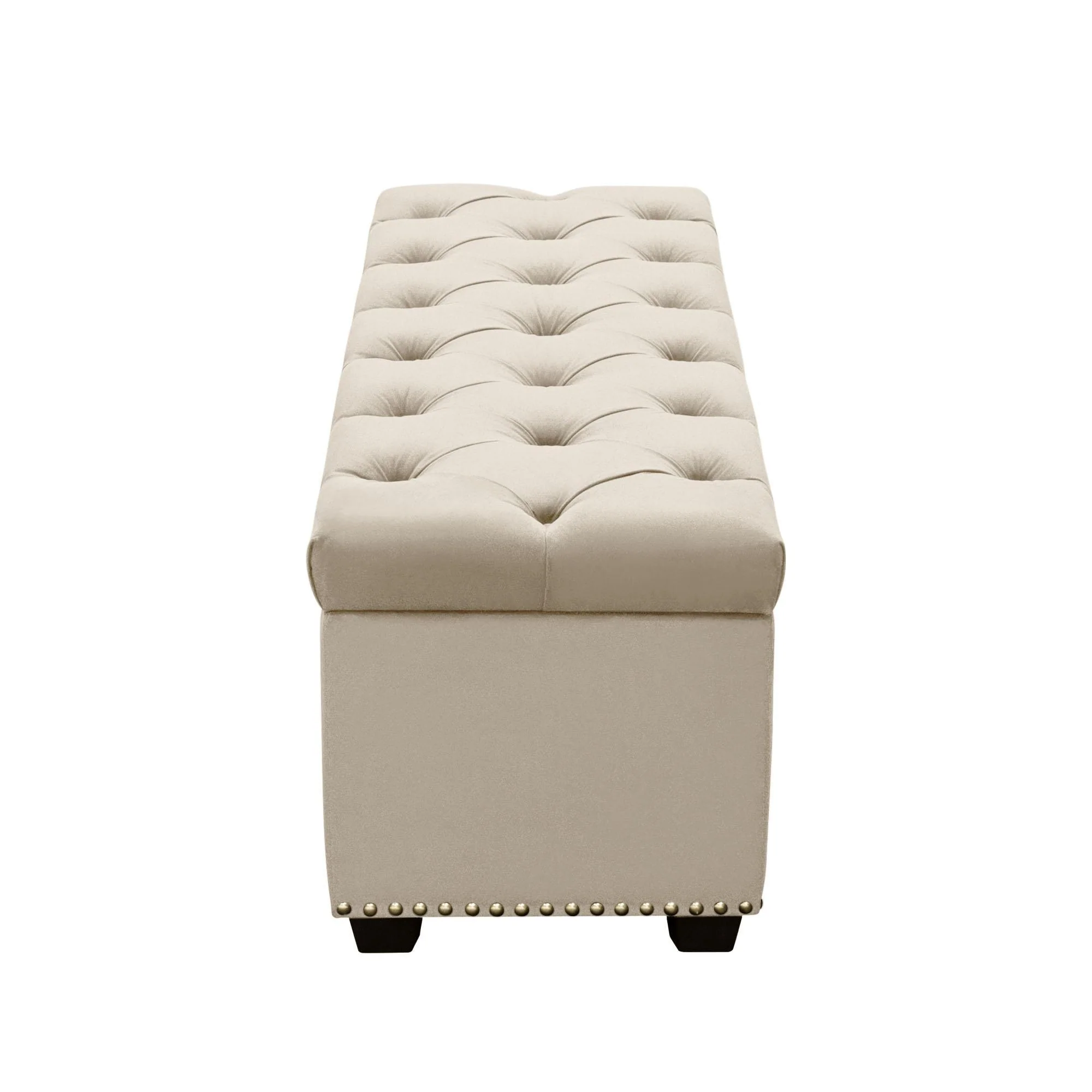 Majestic Tufted Velvet Lift-Top Storage Trunk w/ Nail Head Accent by Diamond Sofa - Tan Velvet - Image 5