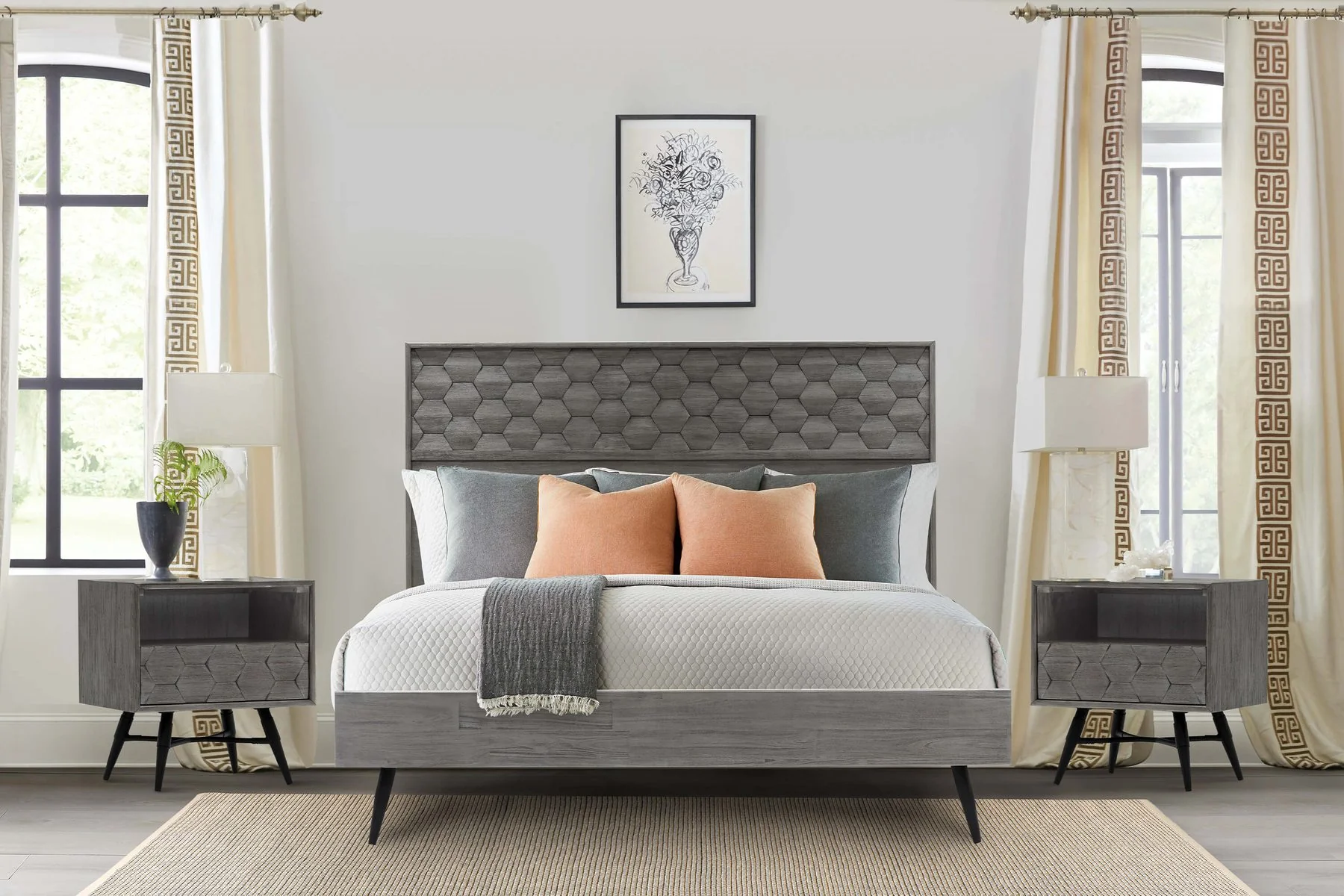 Makena 3 Piece King Bedroom Set in Gray Acacia Wood - Image 9