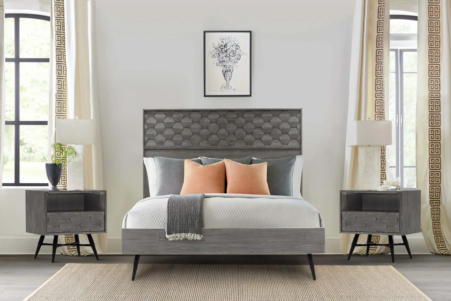 Makena 3 Piece Queen Bedroom Set in Gray Acacia Wood - Image 9