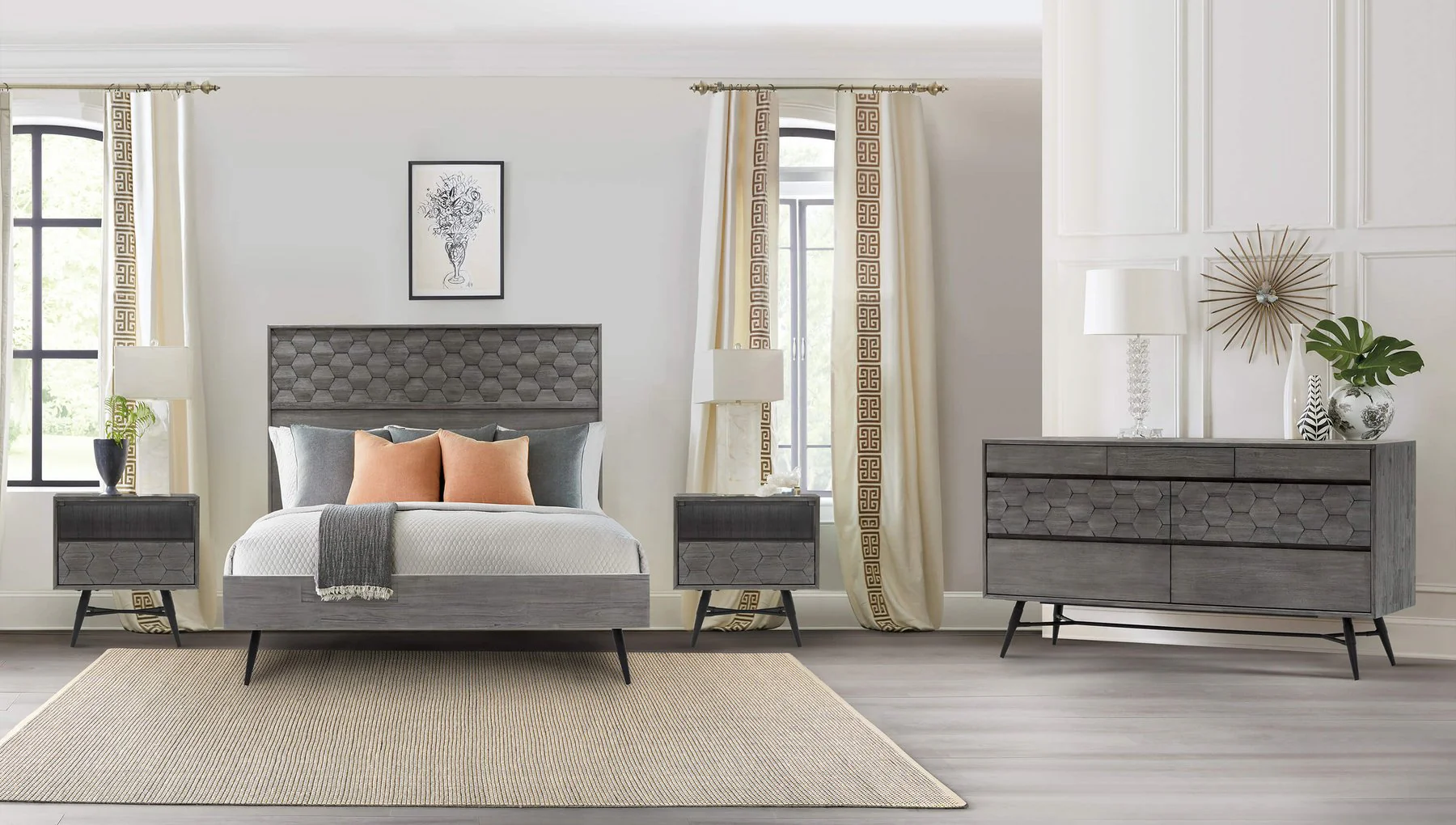 Makena 4 Piece Queen Bedroom Set in Gray Acacia Wood - Image 11