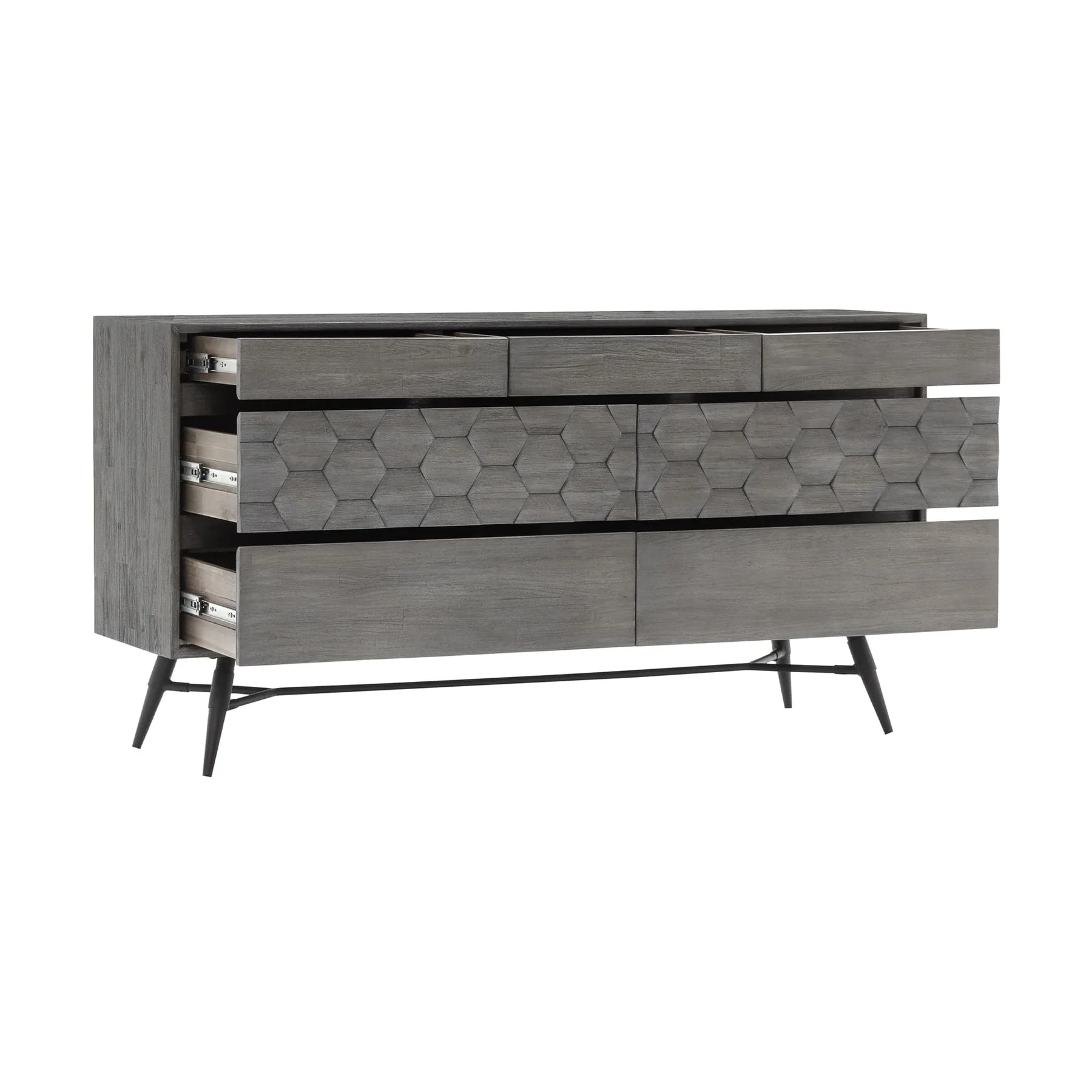 Makena 4 Piece Queen Bedroom Set in Gray Acacia Wood - Image 5