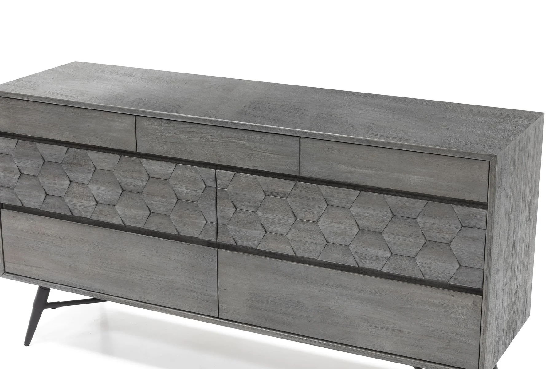 Makena 6 Drawer Dresser in Gray Acacia Wood - Image 4