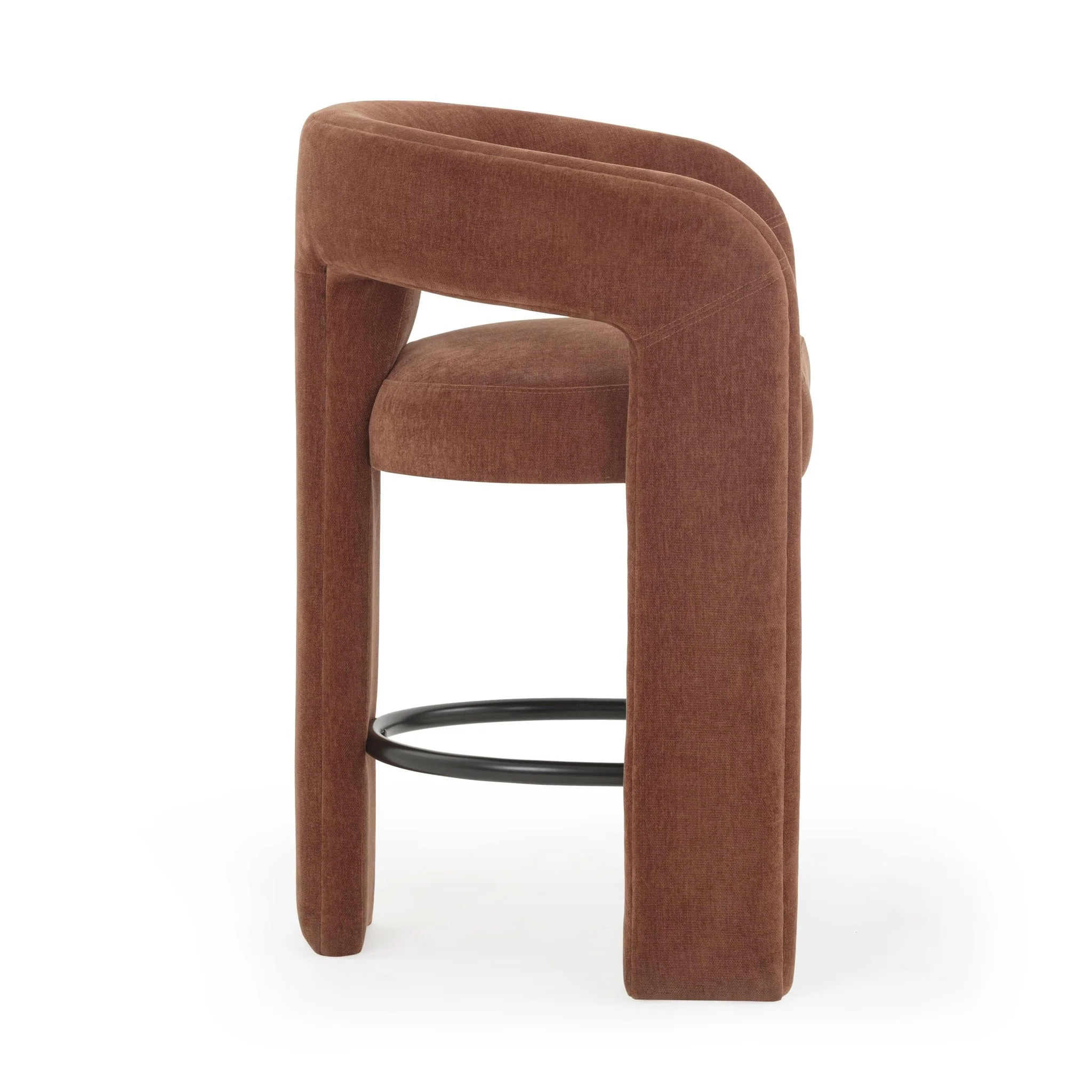 Malone Rust Red Performance Chenille Counter Stool - Image 3