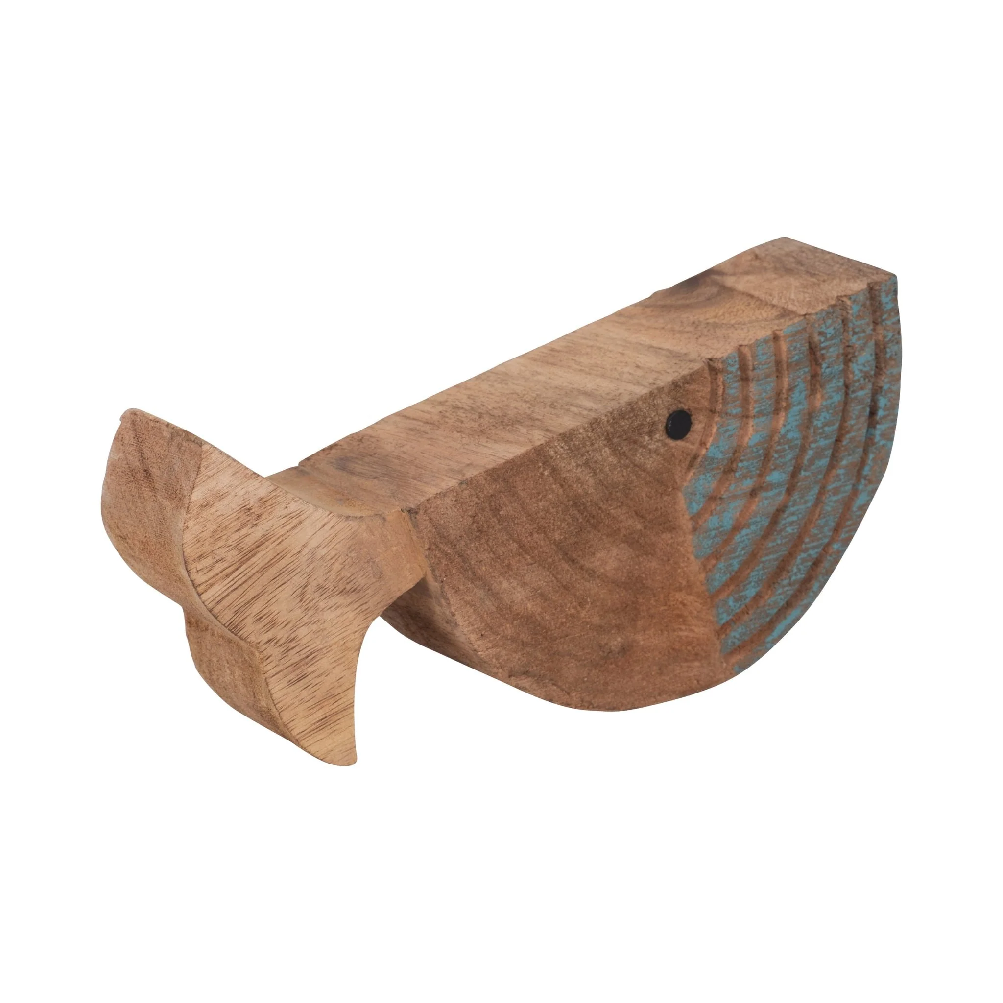 Mango Wood 10", Fish Log, Brown/blue - Image 2