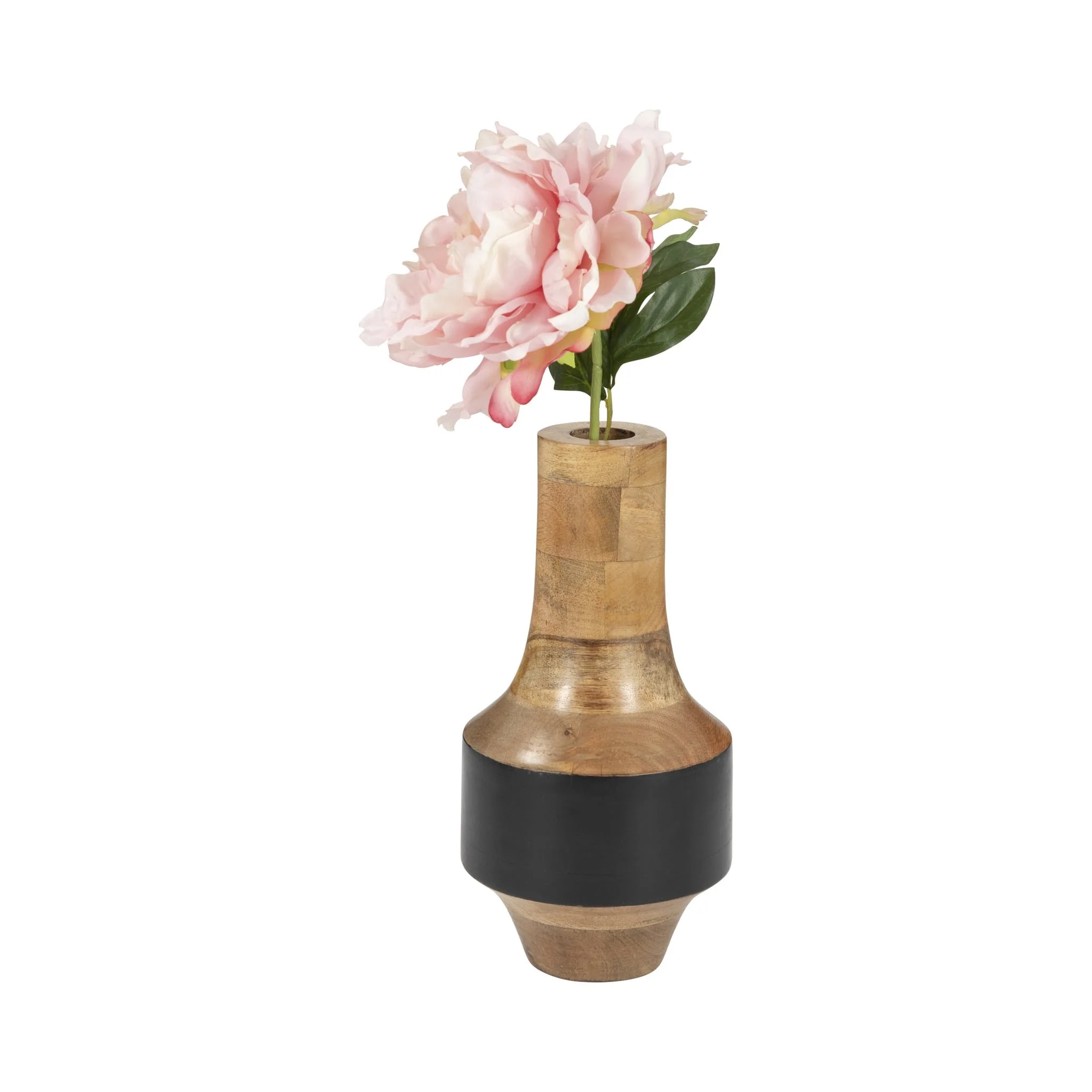 Mango Wood, 11" 2-tone Vase, Brown/black - Image 2