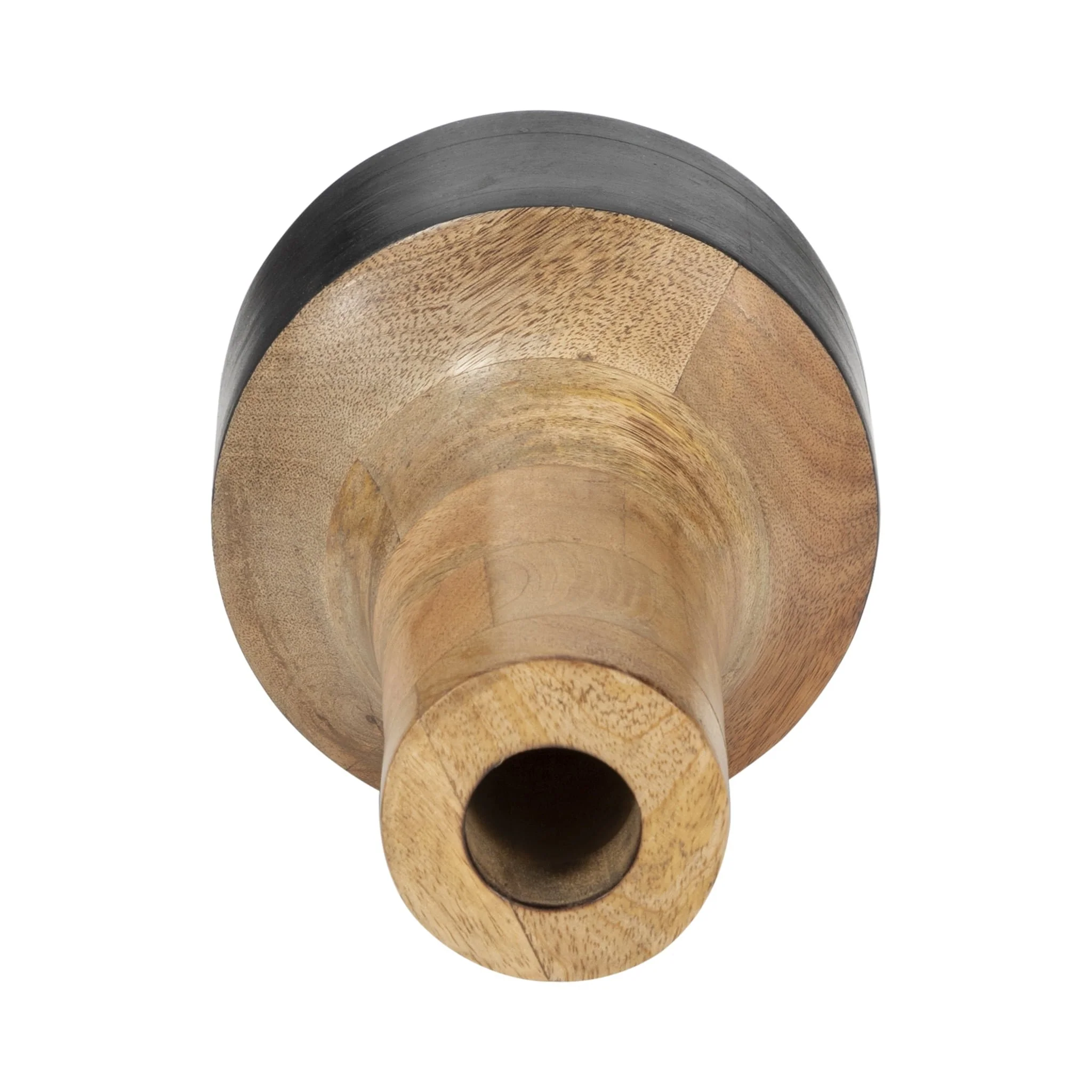 Mango Wood, 11" 2-tone Vase, Brown/black - Image 5