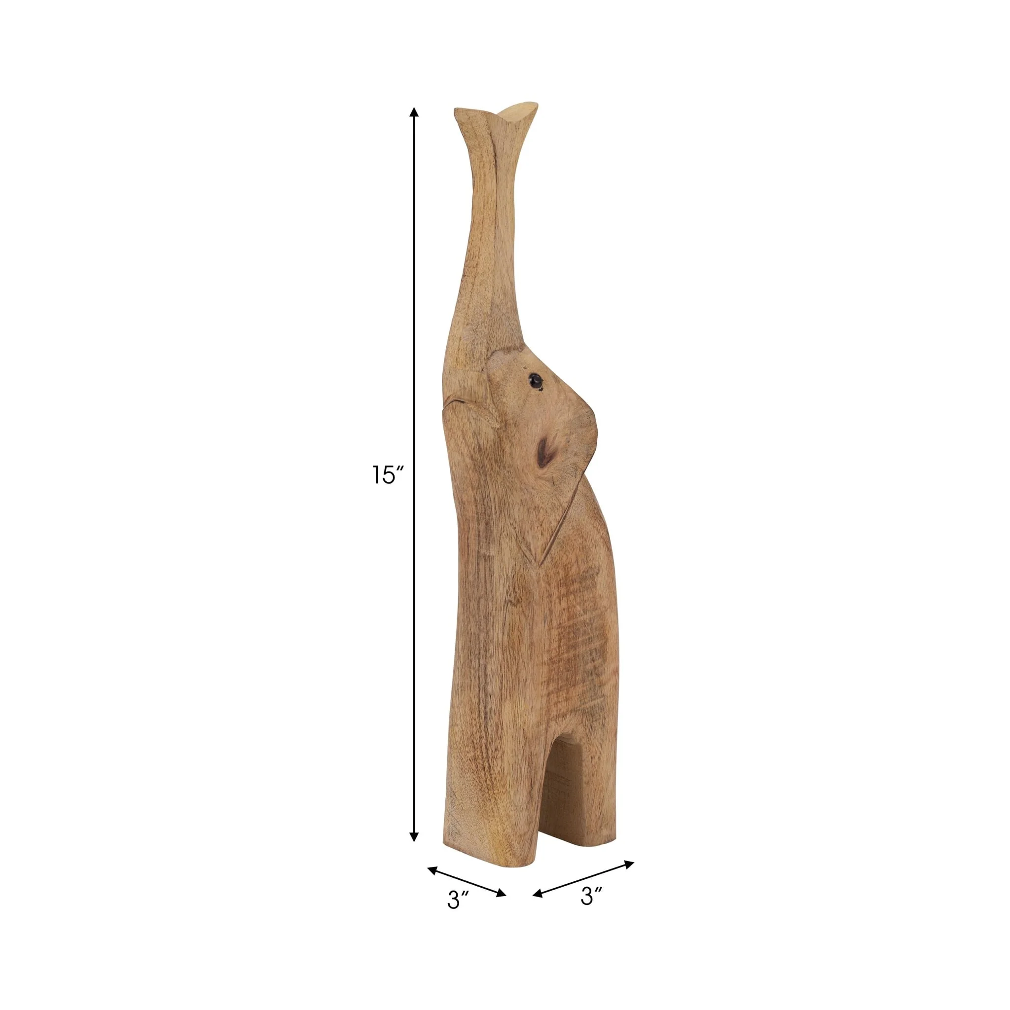 Mango Wood, 15" Skinny Elephant, Brown - Image 8
