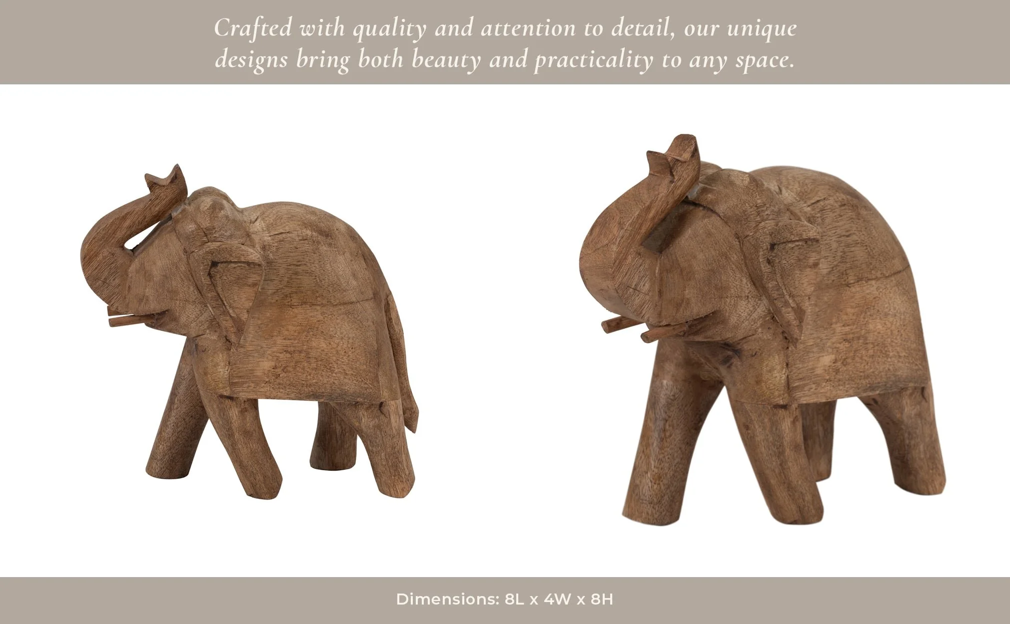 Mango Wood, 8" Elephant, Brown - Image 12