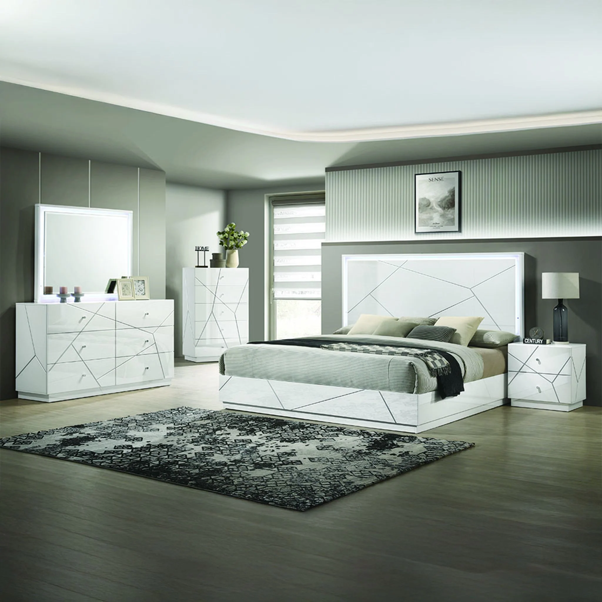 Manhattan King 5PC Bedroom Set White - Image 25