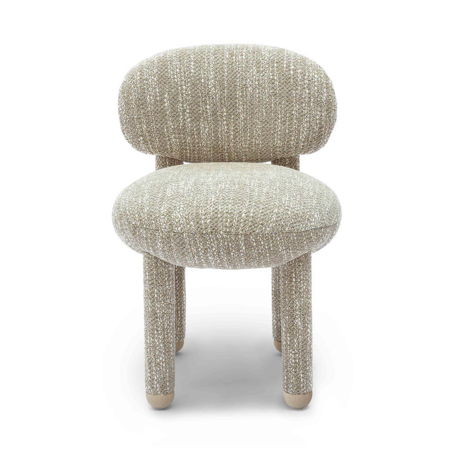 Manu Beige Nubby Performance Fabric Side Chair - Image 3