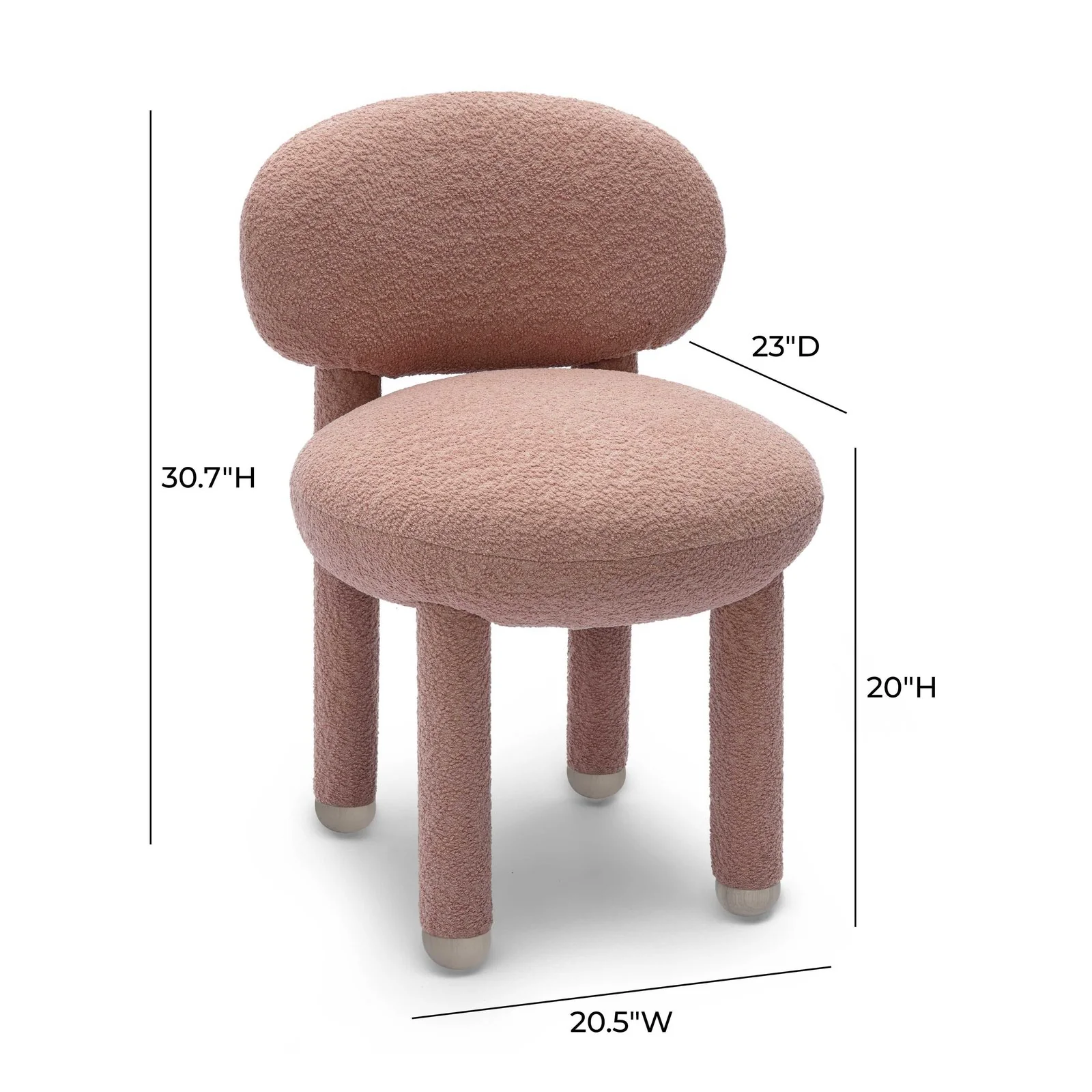 Manu Rose Pink Performance Boucle Side Chair - Image 6