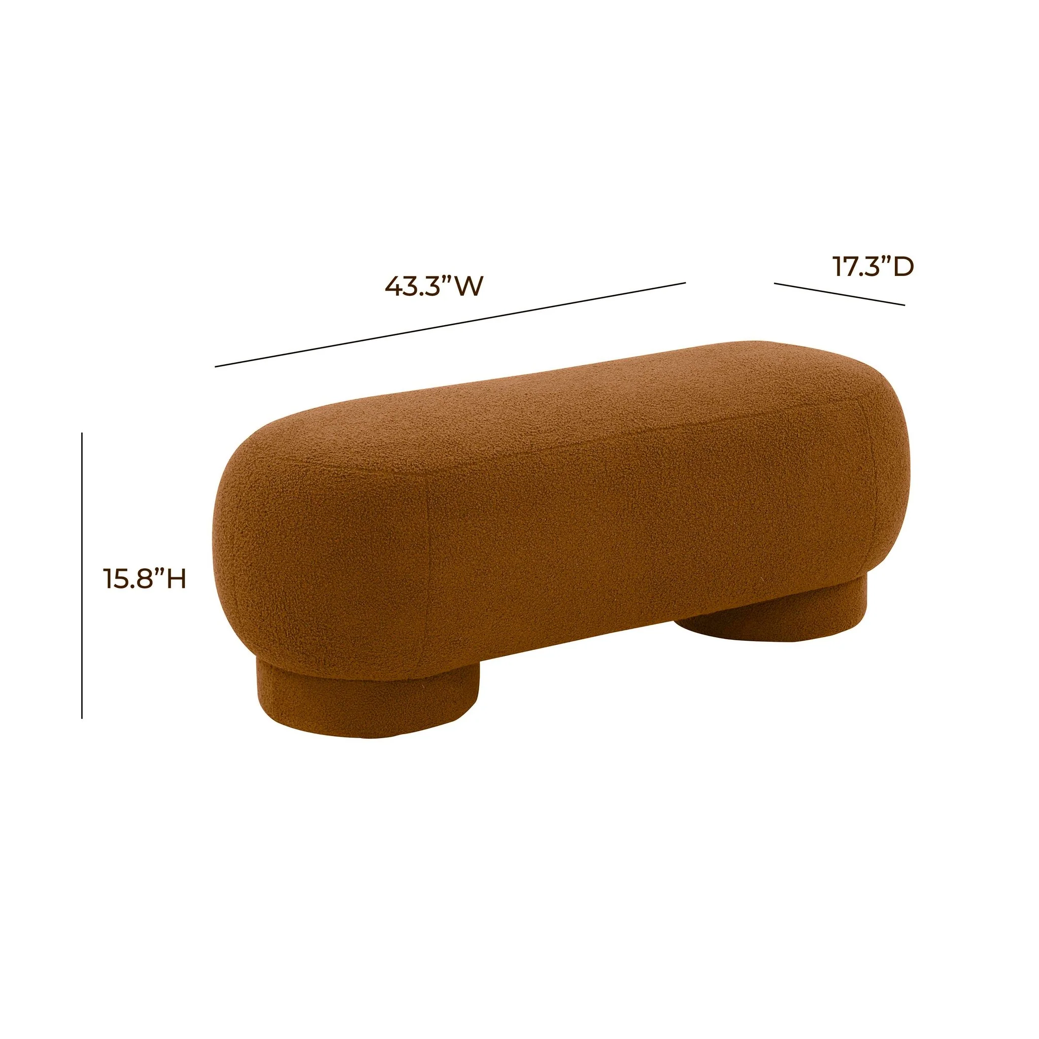 Mara Cinnamon Brown Vegan Shearling Ottoman - Image 6