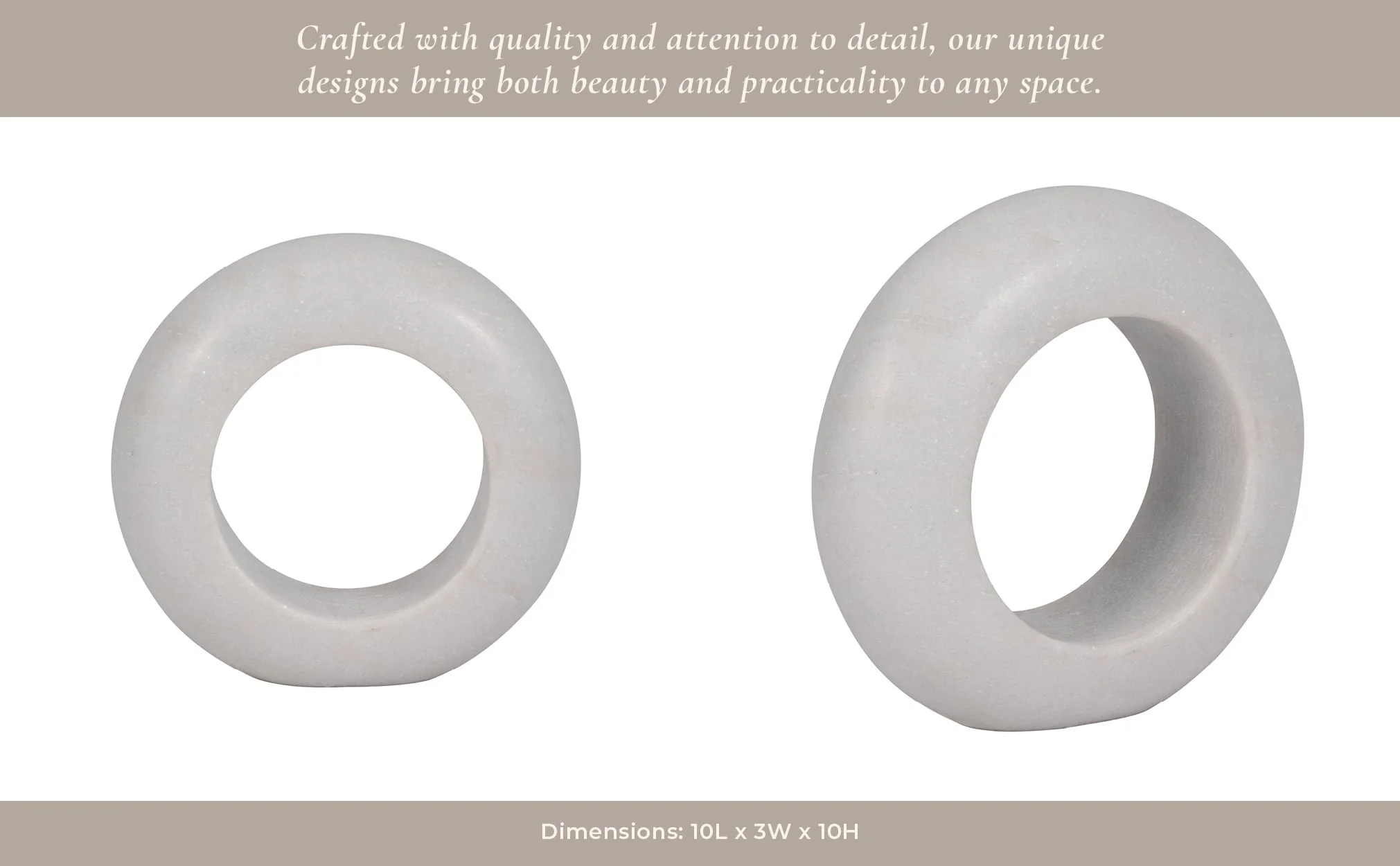 Marble, 10" Ring Tabletop Decor, White - Image 12