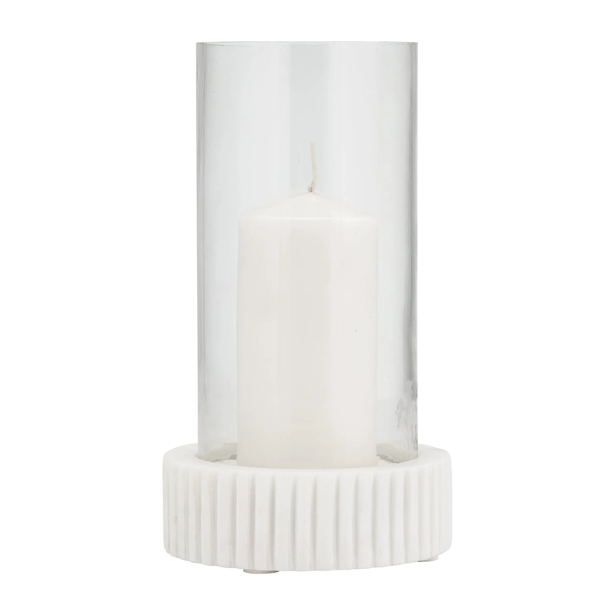 Marble, 11"h Hurricane Holder, White Kd - Image 3