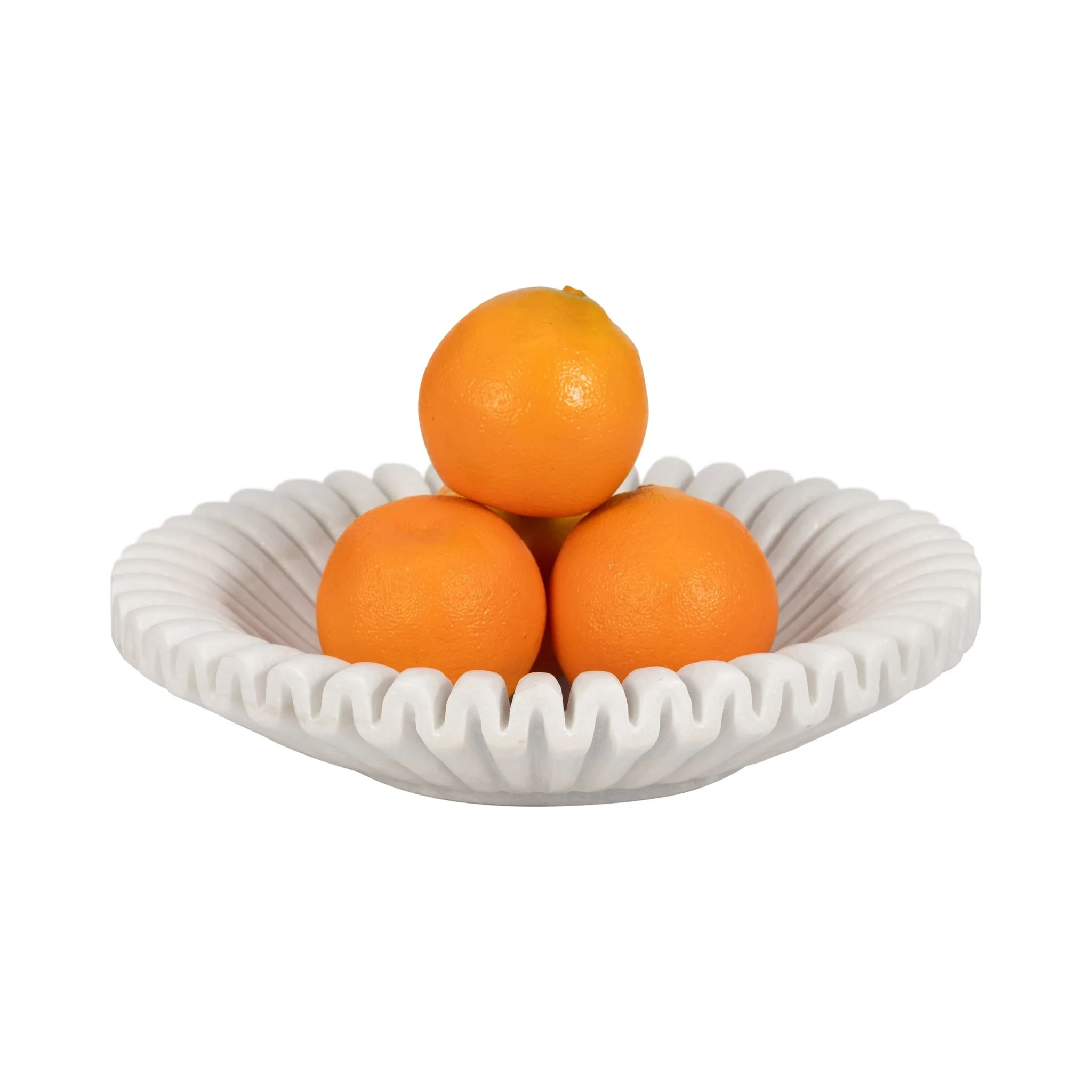 Marble, 12" Pleated Bowl, White - Image 2