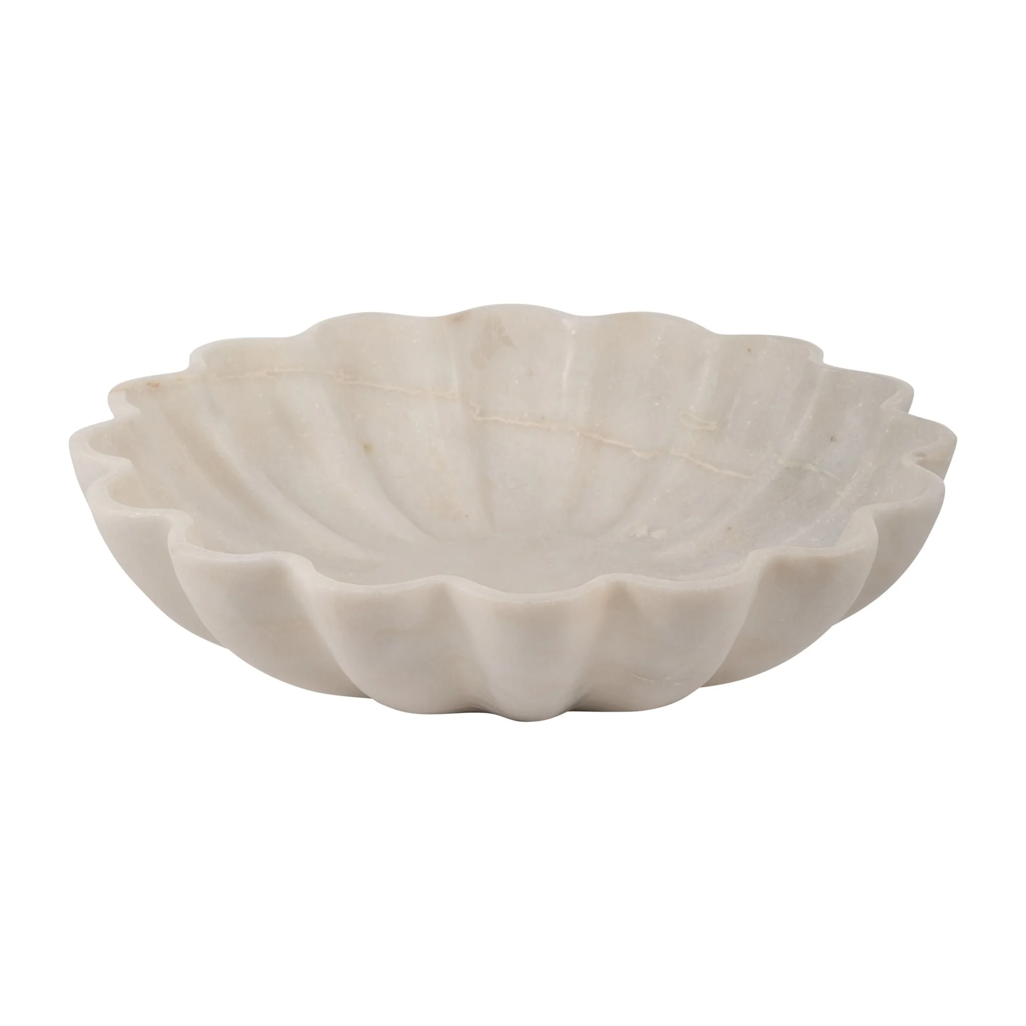 Marble, 12"d Shell Shaped Bowl, White - Image 2