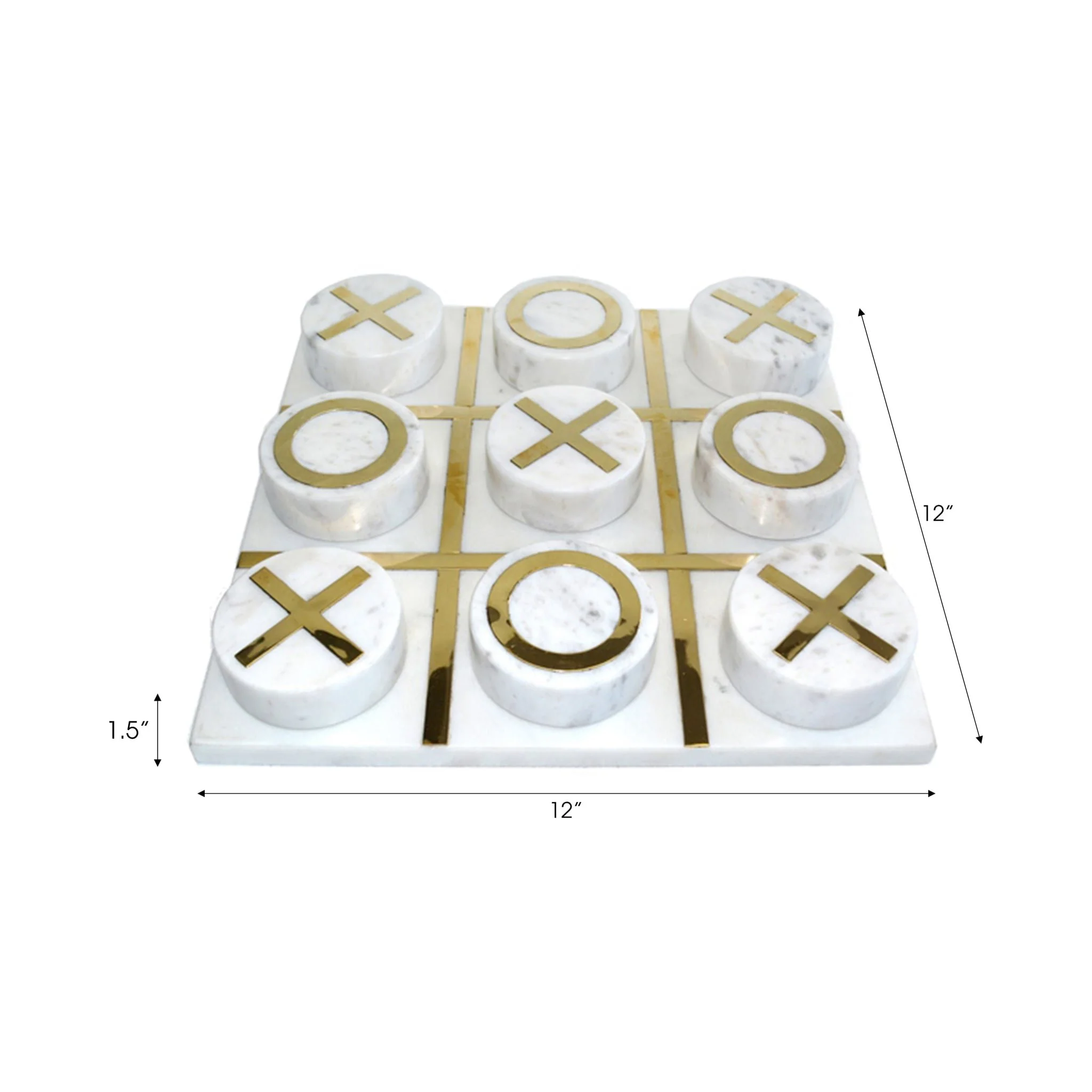 Marble 12x12 Tic-tac-toe, White/gold - Image 2